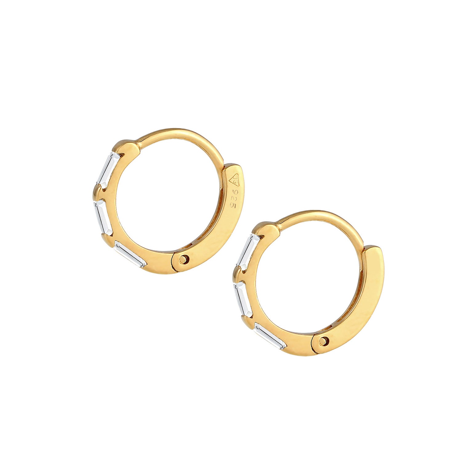 Gold - Elli PREMIUM | Creole | Topas ( Weiß ) | 925 Sterling Silber vergoldet