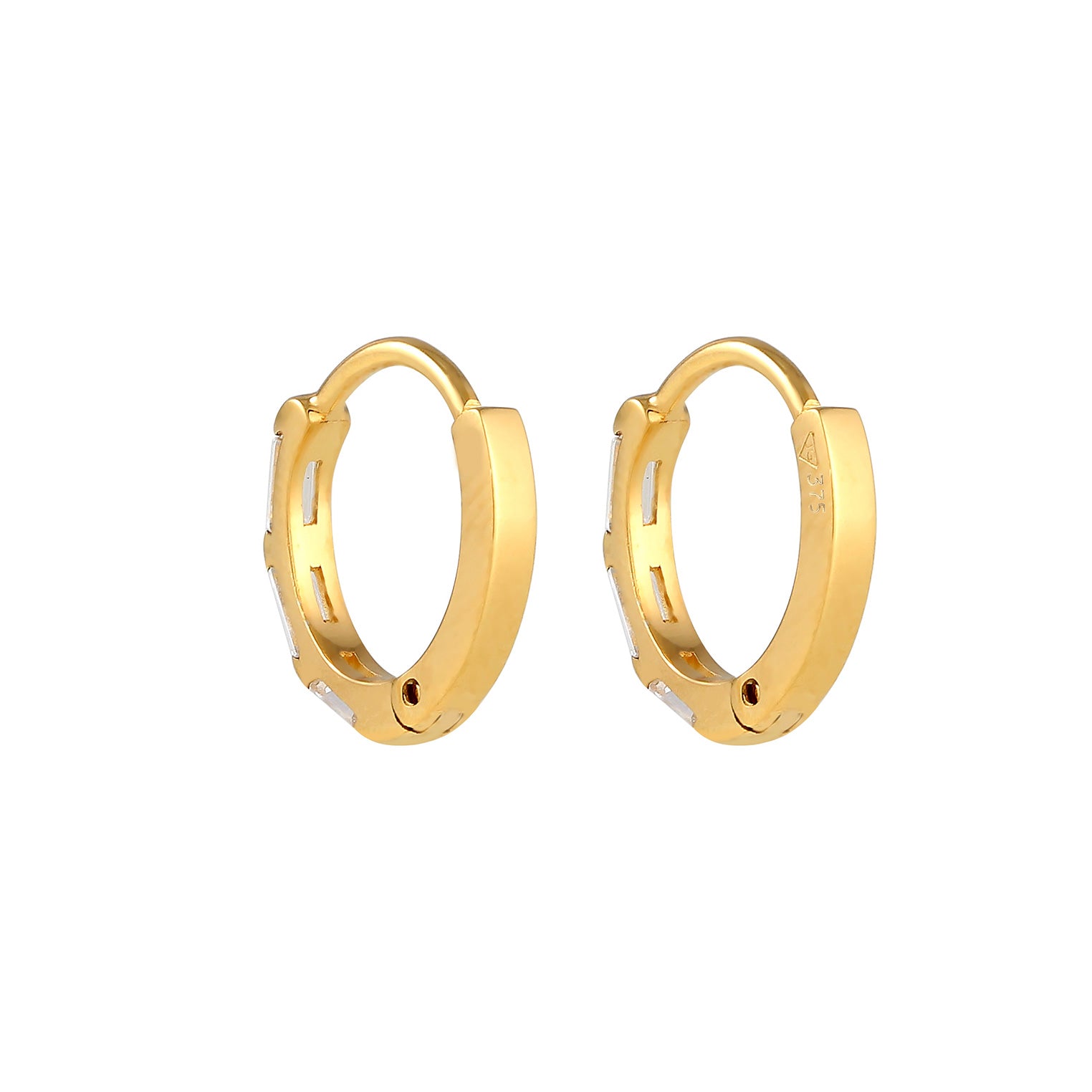 Gold - Elli PREMIUM | Creole | Topas ( Weiß ) | 925 Sterling Silber vergoldet