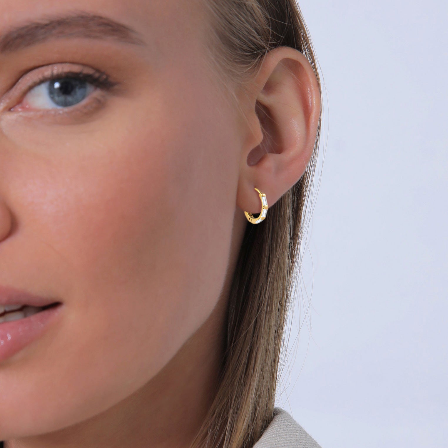 Gold - Elli PREMIUM | Creole | Topas ( Weiß ) | 925 Sterling Silber vergoldet