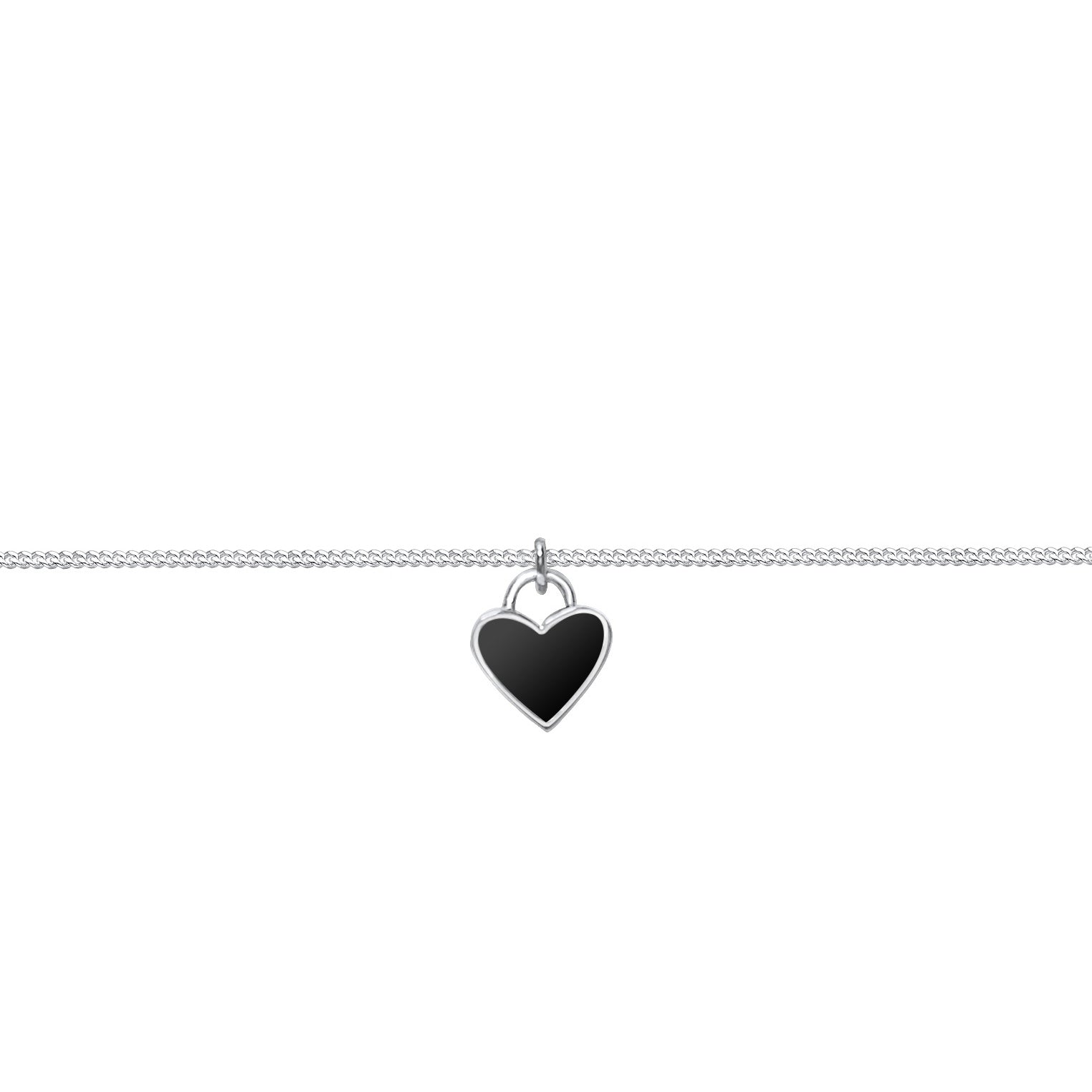 Schwarz - Elli | Choker Herz | Emaille | 925er Sterling Silber