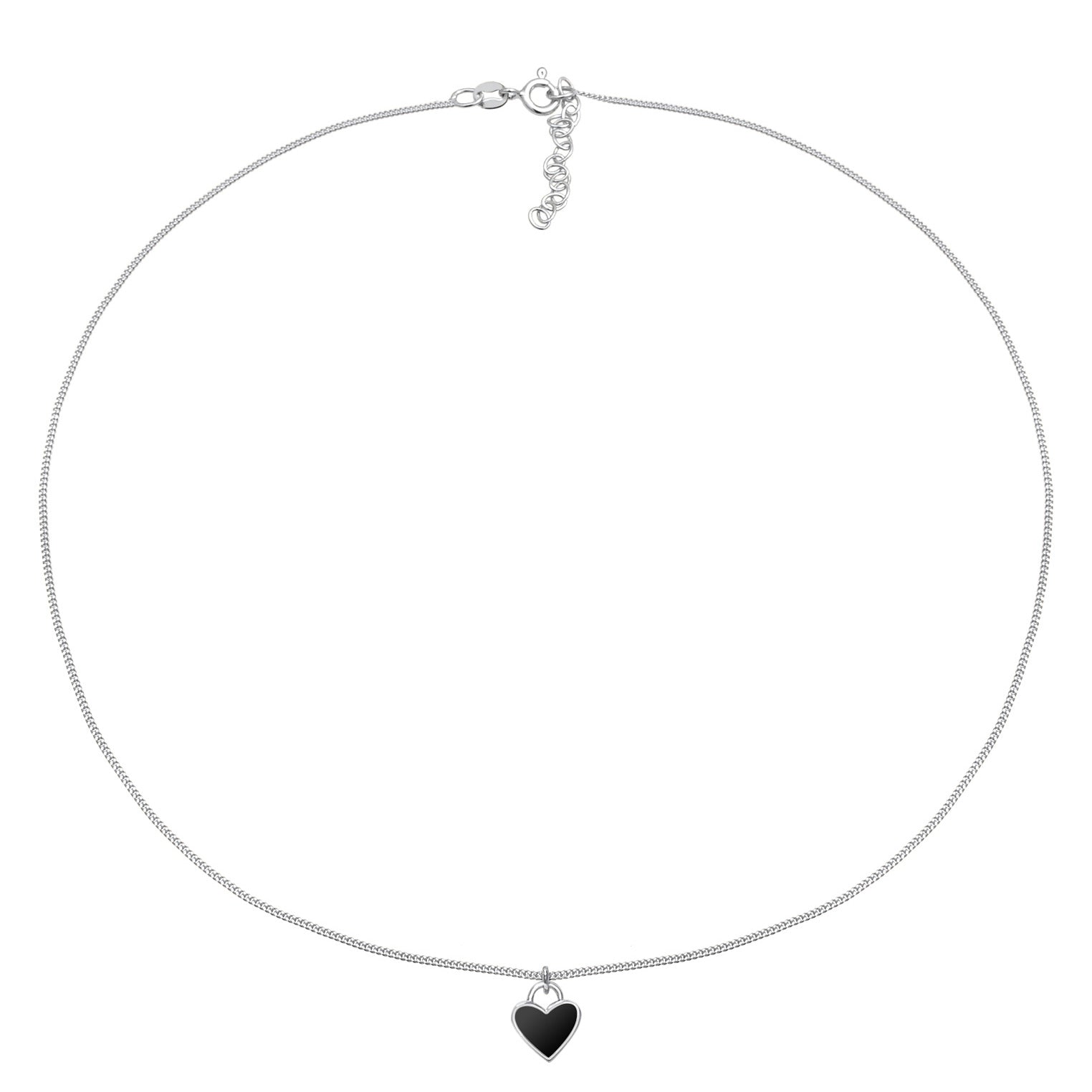 Schwarz - Elli | Choker Herz | Emaille | 925er Sterling Silber