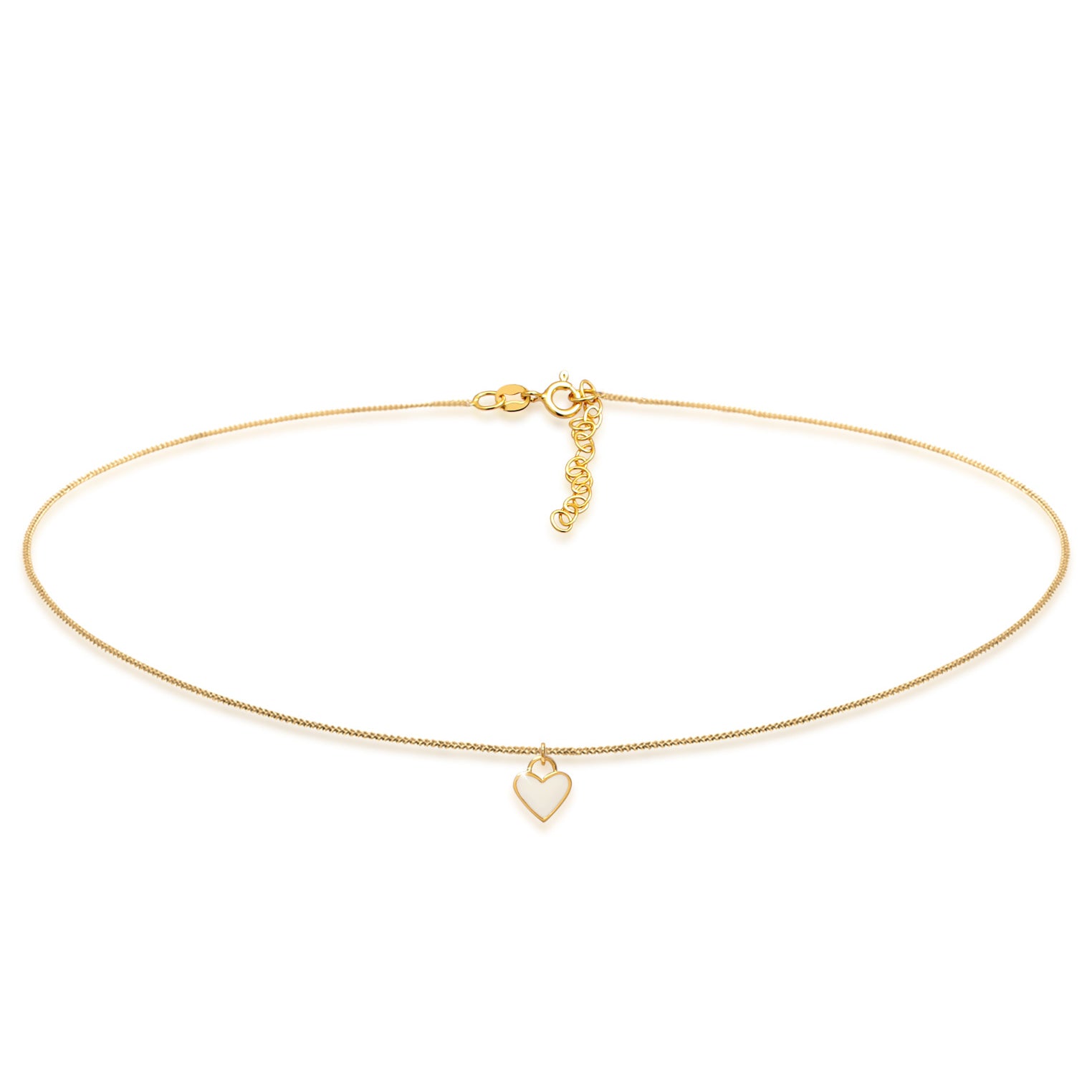 Weiß - Elli | Choker Herz | Emaille | 925er Sterling Silber vergoldet