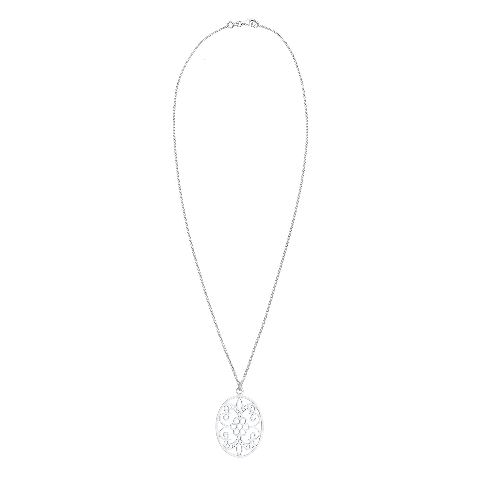 Silber - Elli | Lange Halskette Blume | 925er Sterling Silber