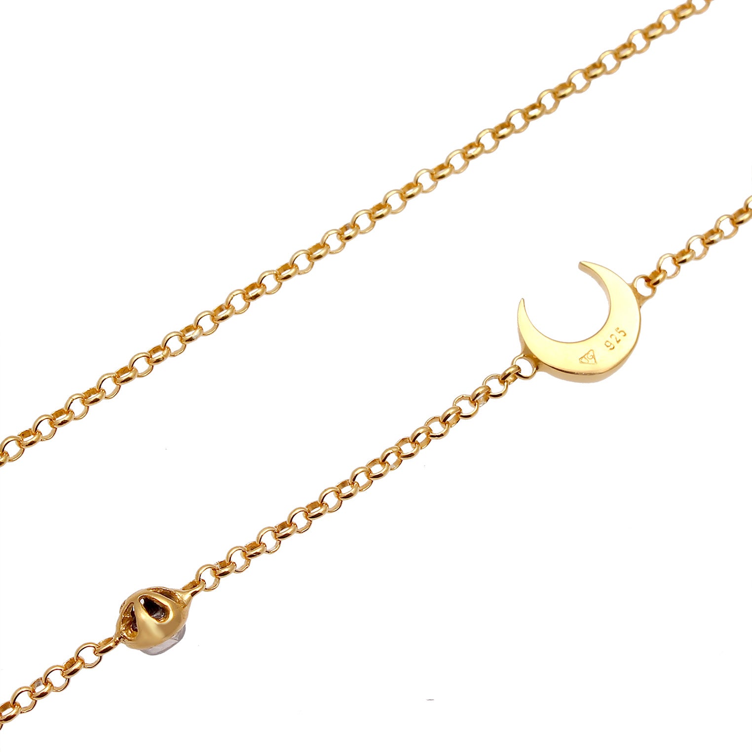 Gold - Elli | Halskette Astro | Mondstein (Weiß) | 925 Sterling Silber vergoldet