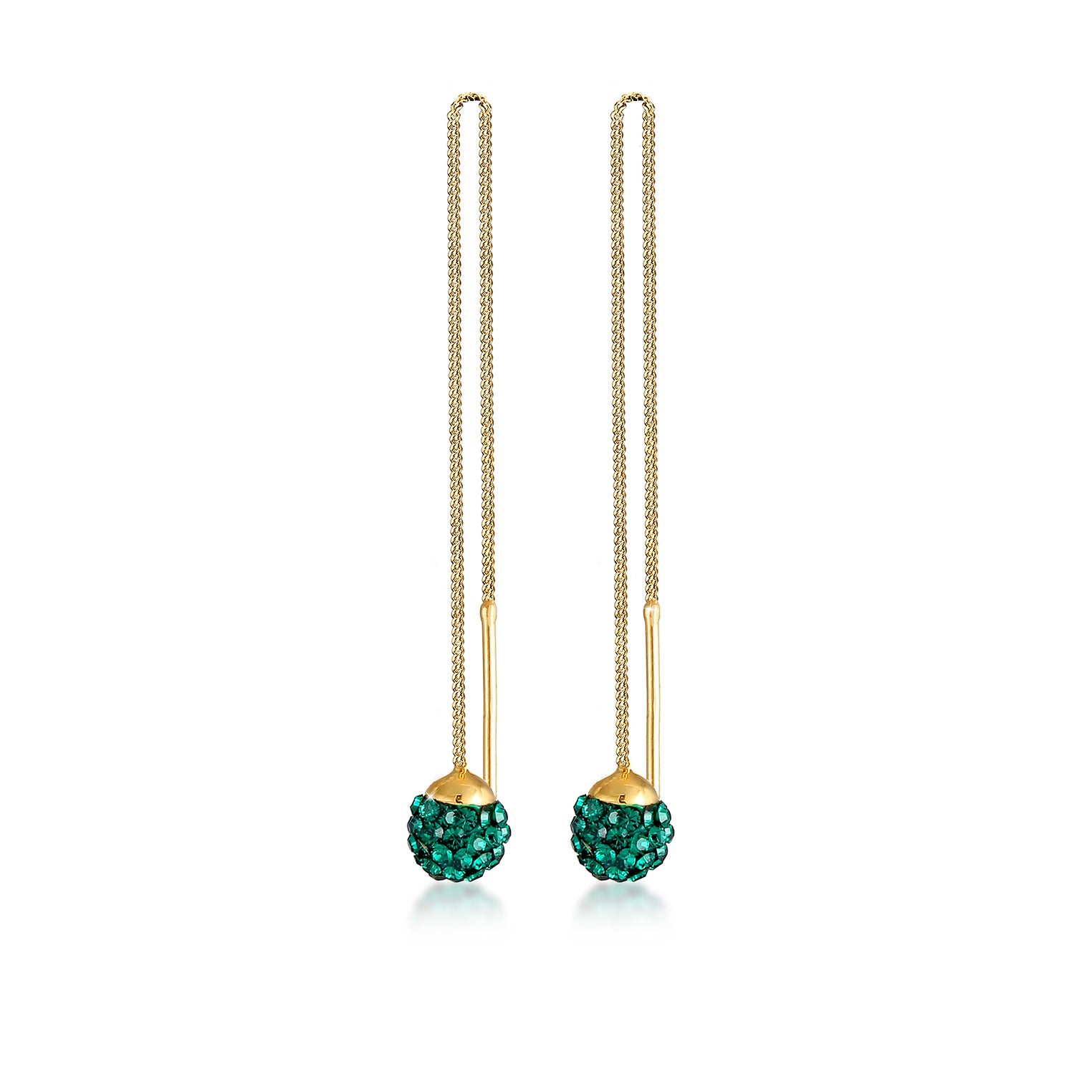 Grün - Elli | Ohrhänger Ear Chain | Kristall ( Grün ) | 925 Sterling Silber vergoldet