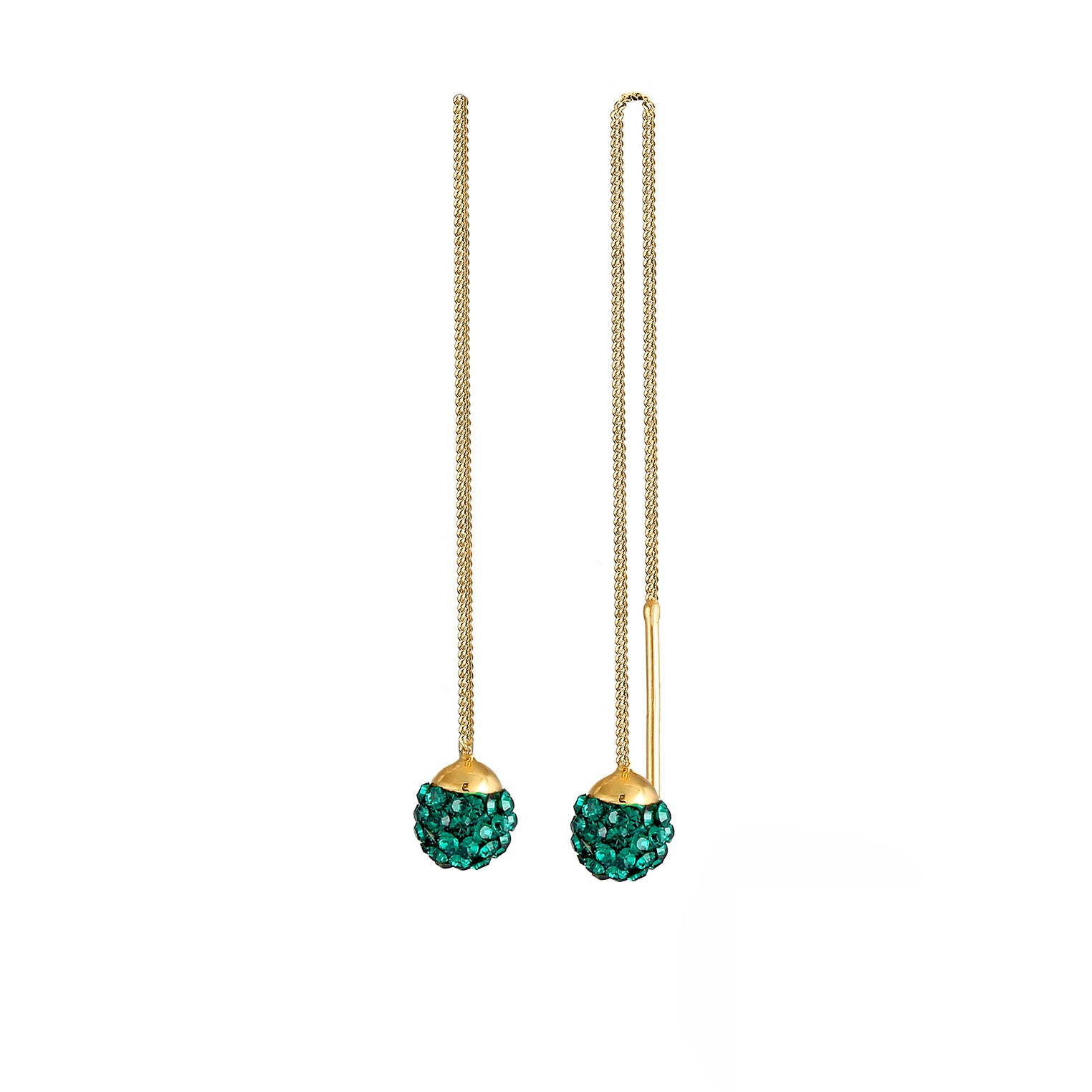 Grün - Elli | Ohrhänger Ear Chain | Kristall ( Grün ) | 925 Sterling Silber vergoldet