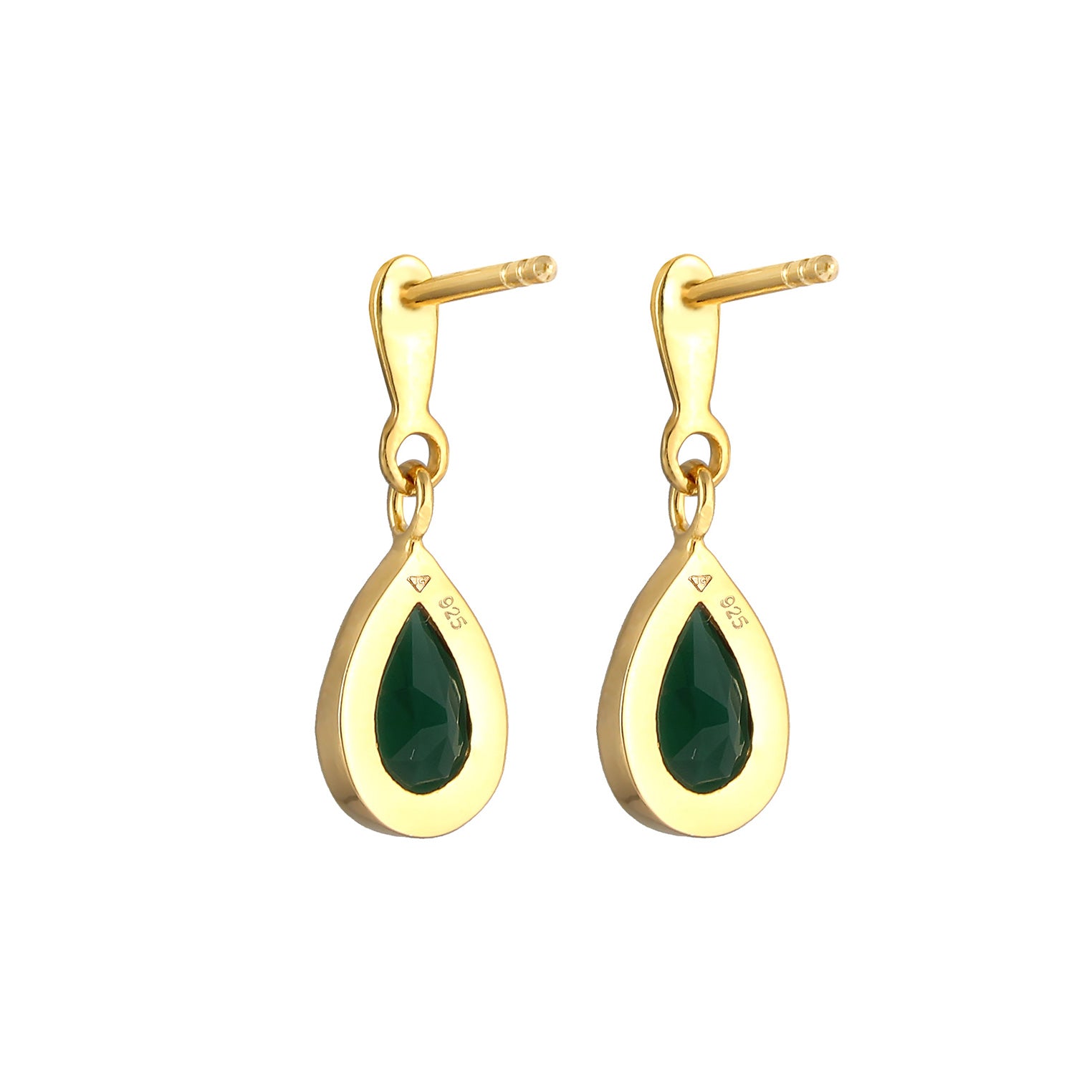 Gold - Elli PREMIUM | Ohrhänger | Quarz ( Grün ) | 925 Sterling Silber vergoldet
