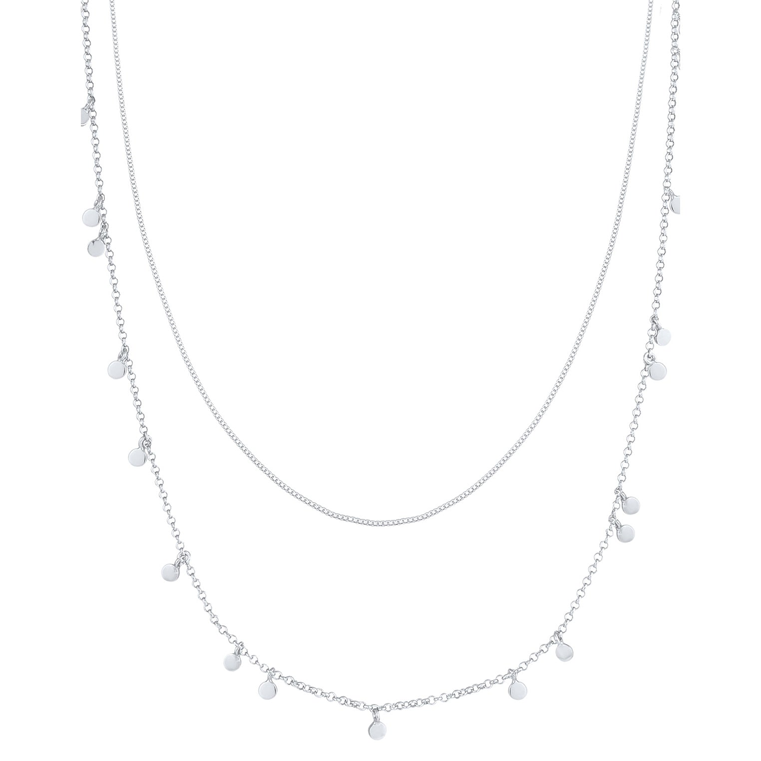 Silber - Elli | Layer-Halskette Geo | 925er Sterling Silber