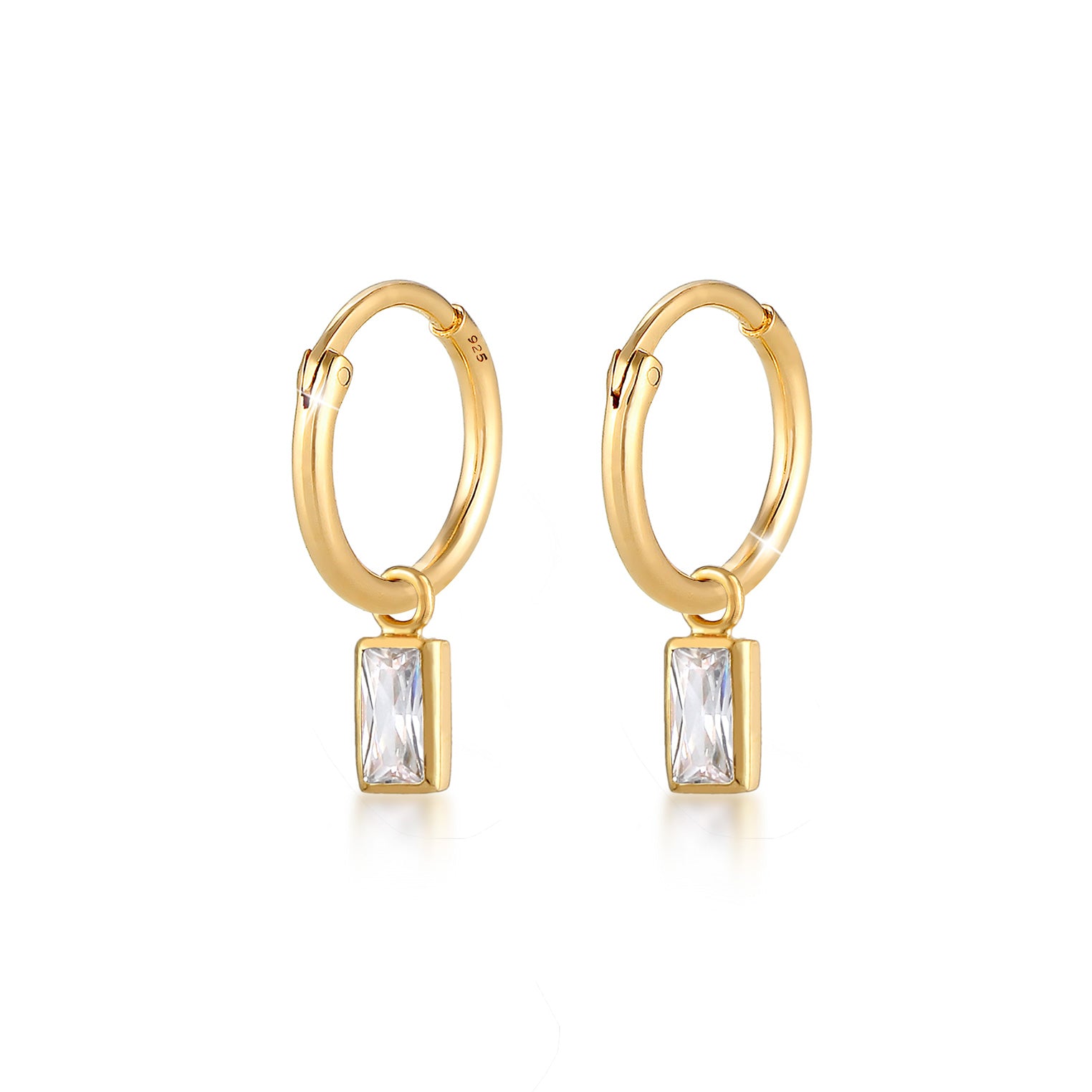 Gold - Elli | Ohrhänger | Zirkonia ( Weiß ) | 925 Sterling Silber vergoldet