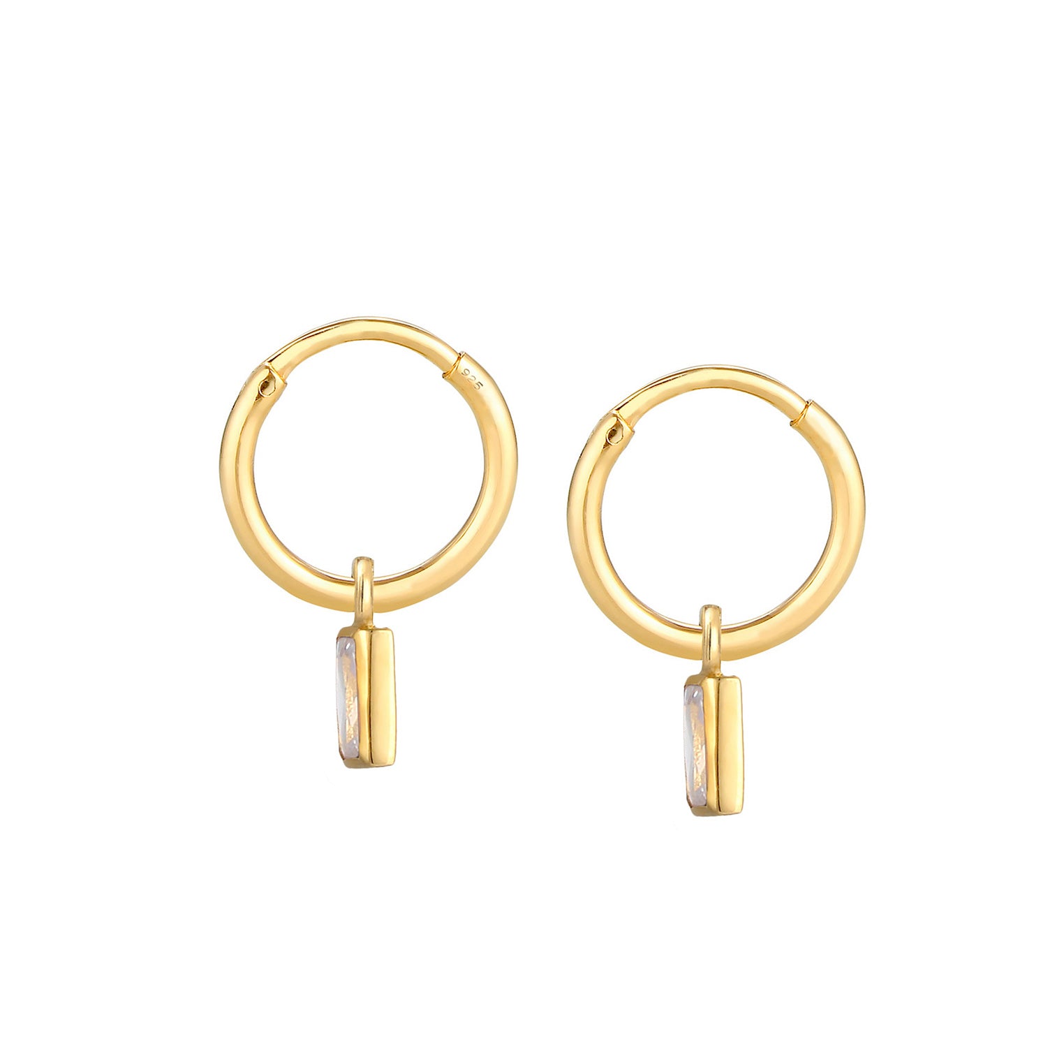 Gold - Elli | Ohrhänger | Zirkonia ( Weiß ) | 925 Sterling Silber vergoldet