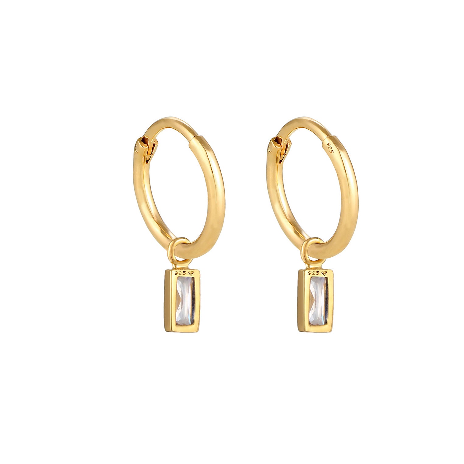 Gold - Elli | Ohrhänger | Zirkonia ( Weiß ) | 925 Sterling Silber vergoldet