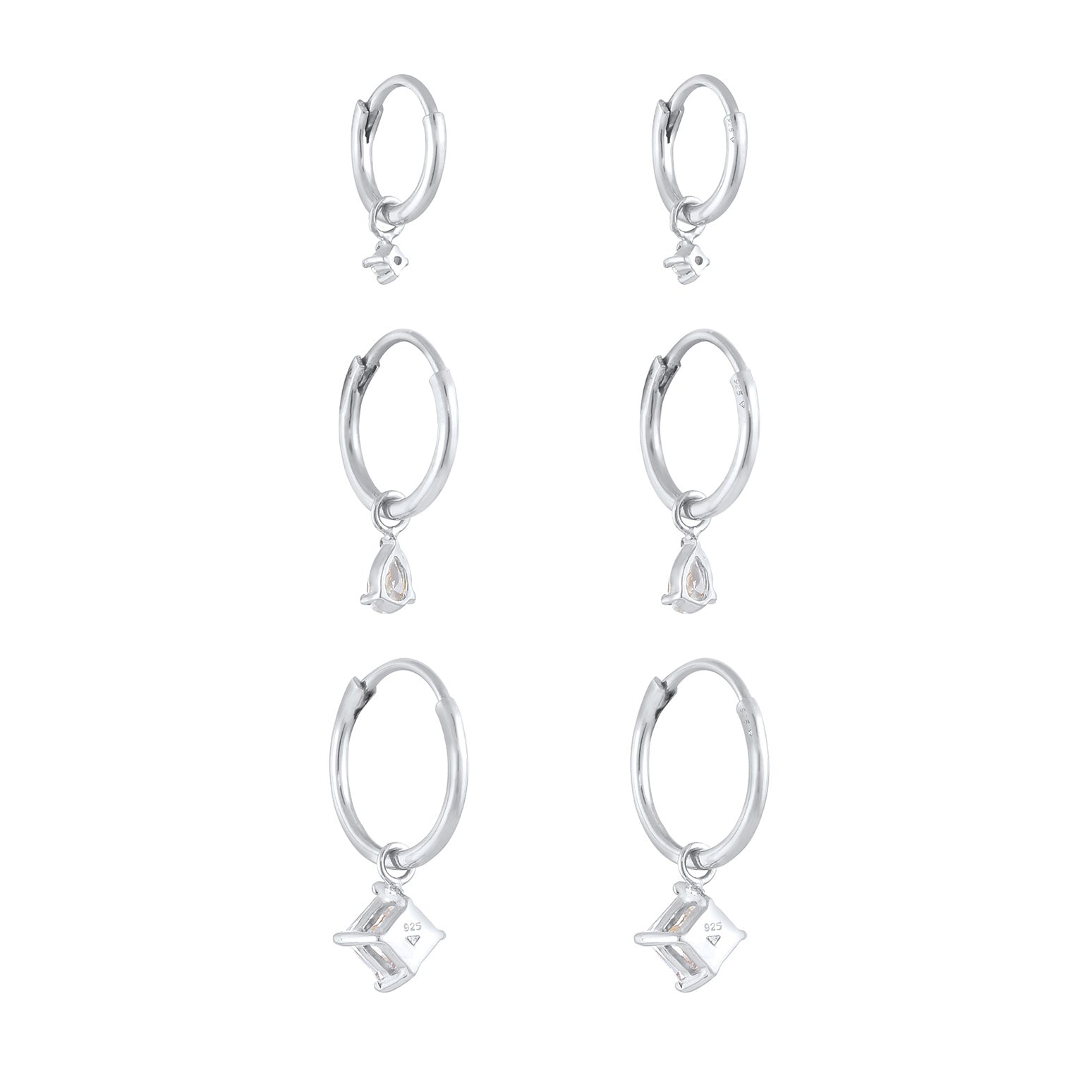 Silber - Elli | Ohrringset | Zirkonia ( Weiß ) | 925er Sterling Silber