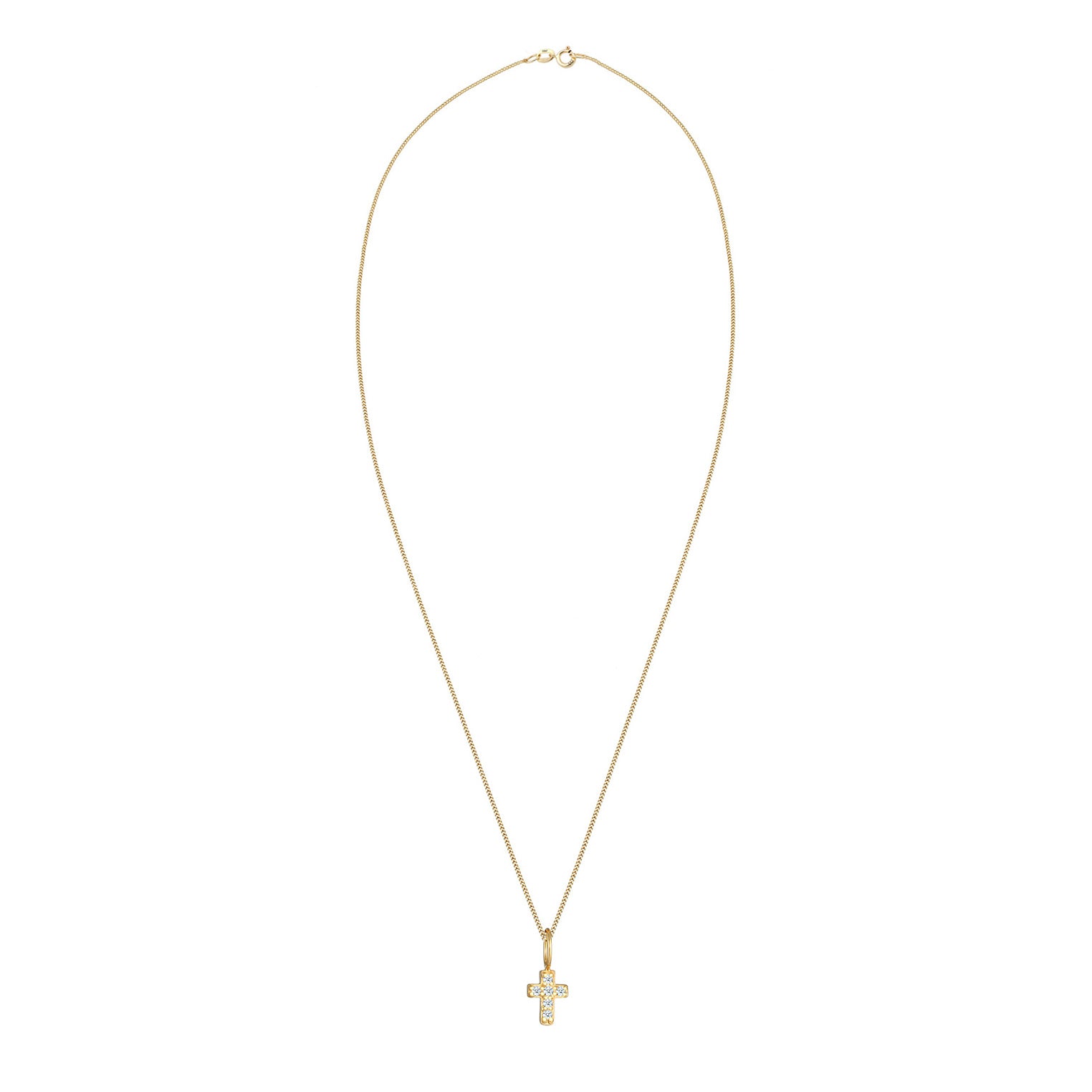 Gold - Elli DIAMONDS | Halskette Kreuz | Diamant (Weiß, 0,03 ct) | 585 Gelbgold