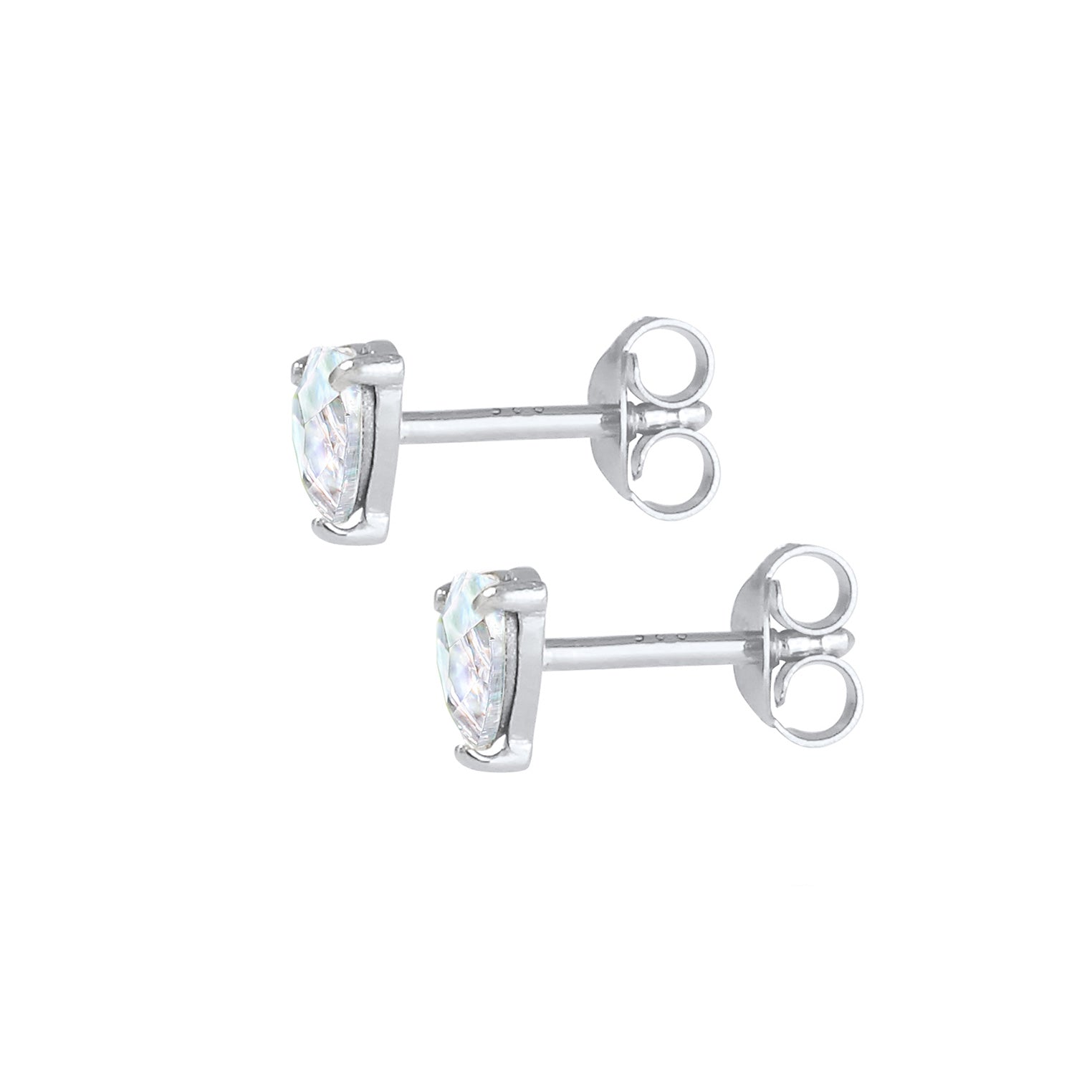 Silber - Elli | Ohrstecker Herz | Kristall (Weiß) | 925er Sterling Silber