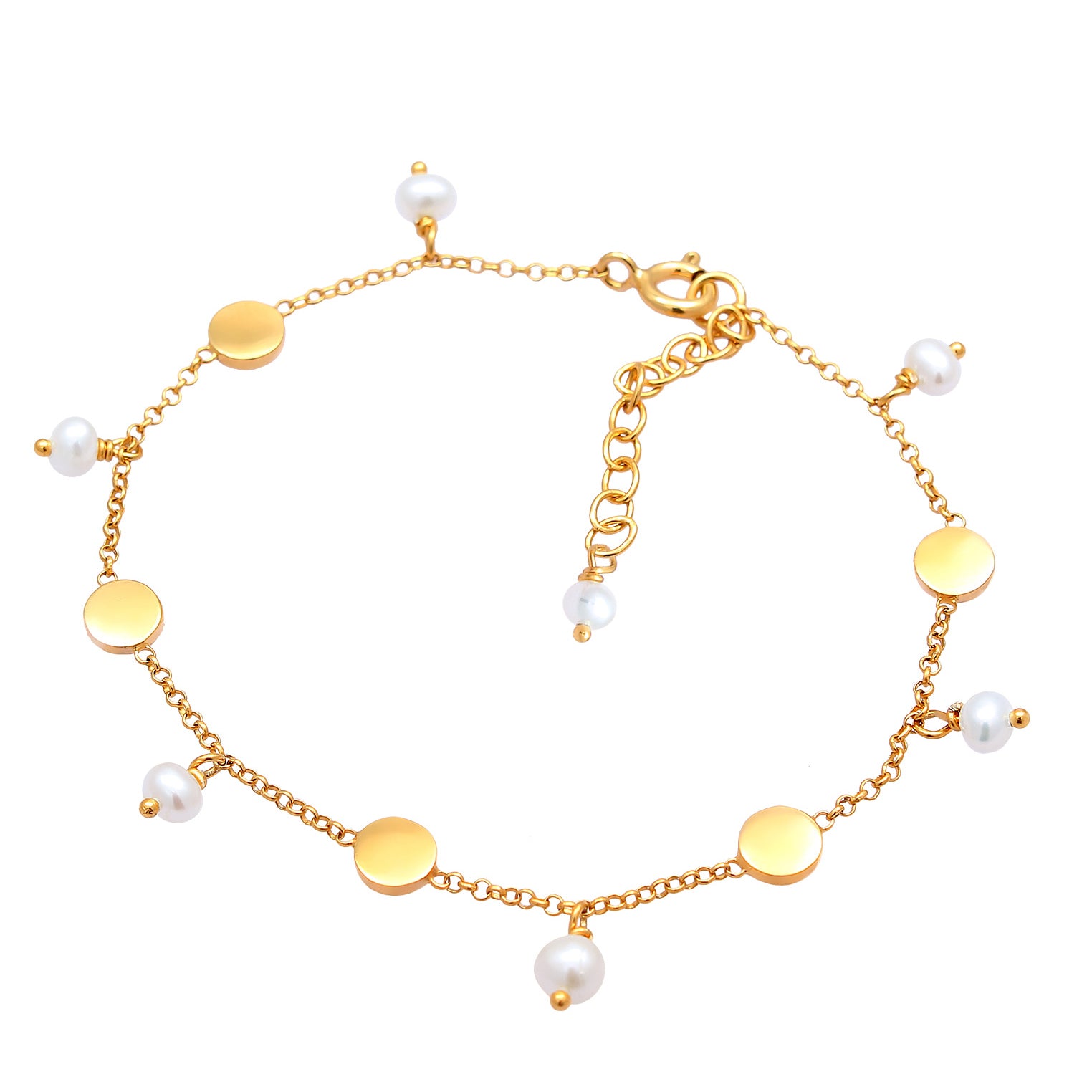Gold - Elli PREMIUM | Armband | Süßwasserperle | 925 Sterling Silber vergoldet