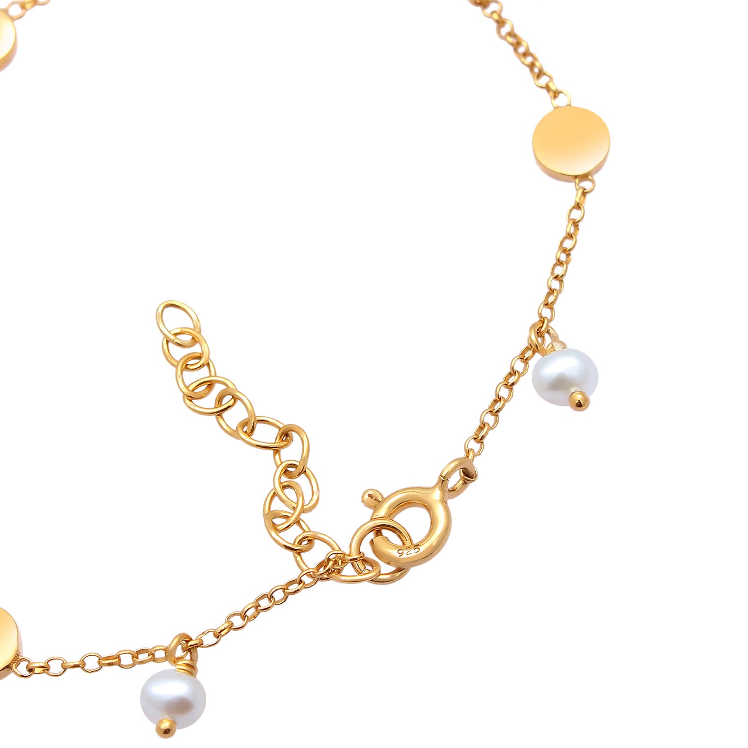 Gold - Elli PREMIUM | Armband | Süßwasserperle | 925 Sterling Silber vergoldet