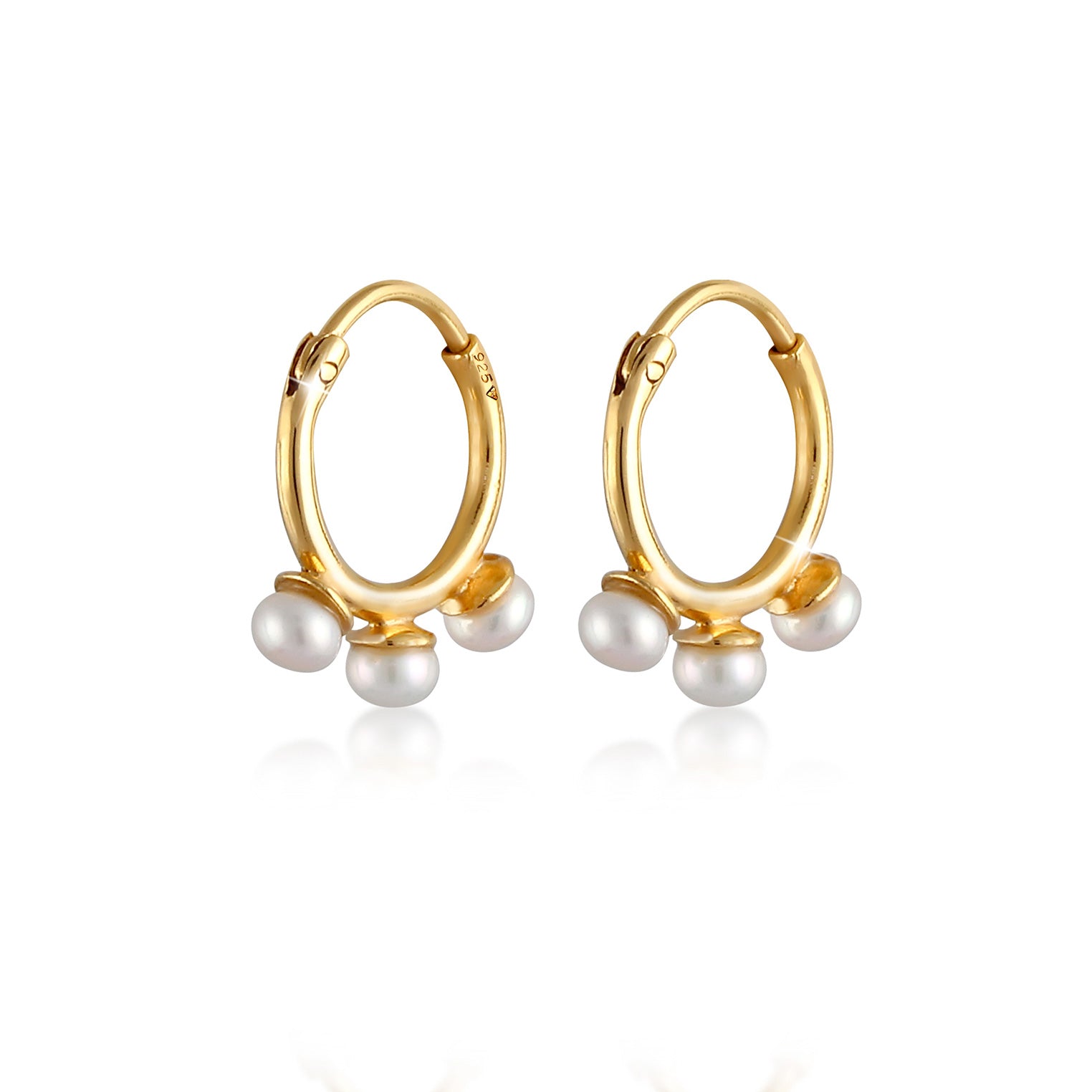 Gold - Elli PREMIUM | Ohrhänger | Süßwasserperle | 925 Sterling Silber vergoldet