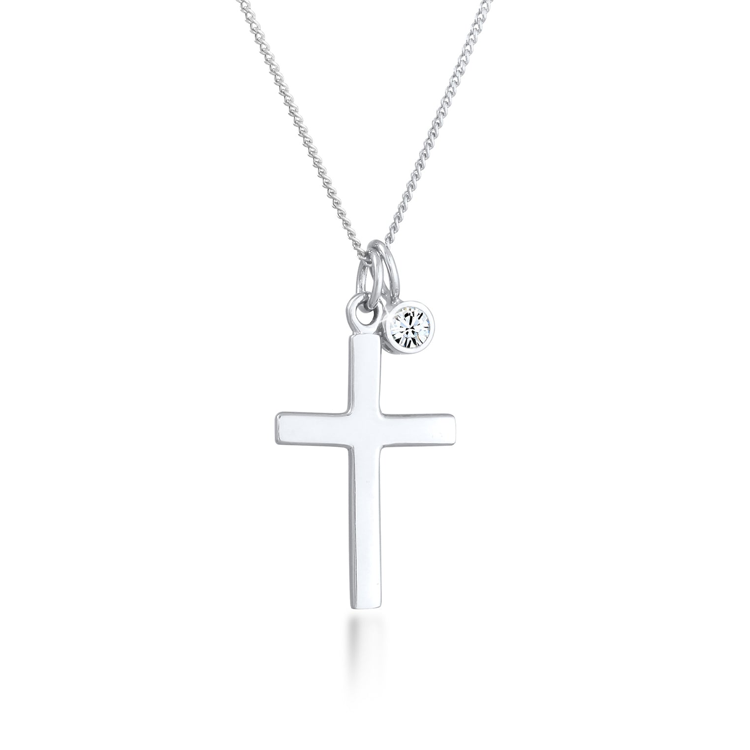 Silber - Elli | Halskette Kreuz | Mit Kristallen von Swarovski® (Weiß) | 925er Sterling Silber