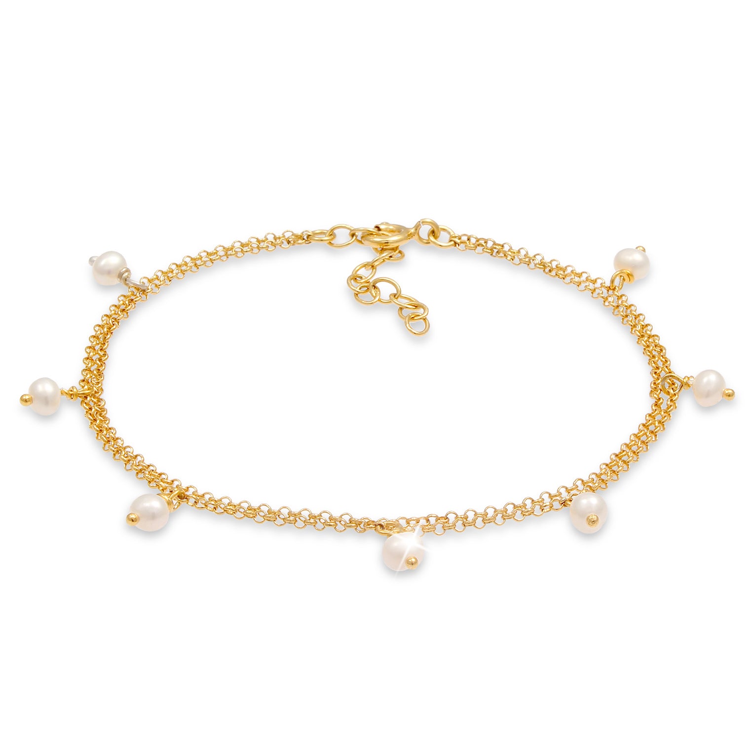 Gold - Elli | Armband | Süßwasserperle | 925 Sterling Silber vergoldet