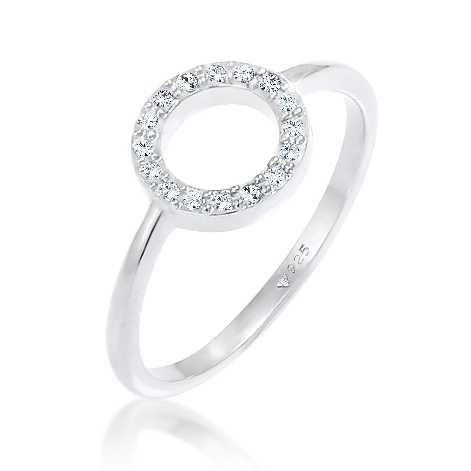 Silber - Elli | Ring Geo | Kristall ( Weiß ) | 925er Sterling Silber