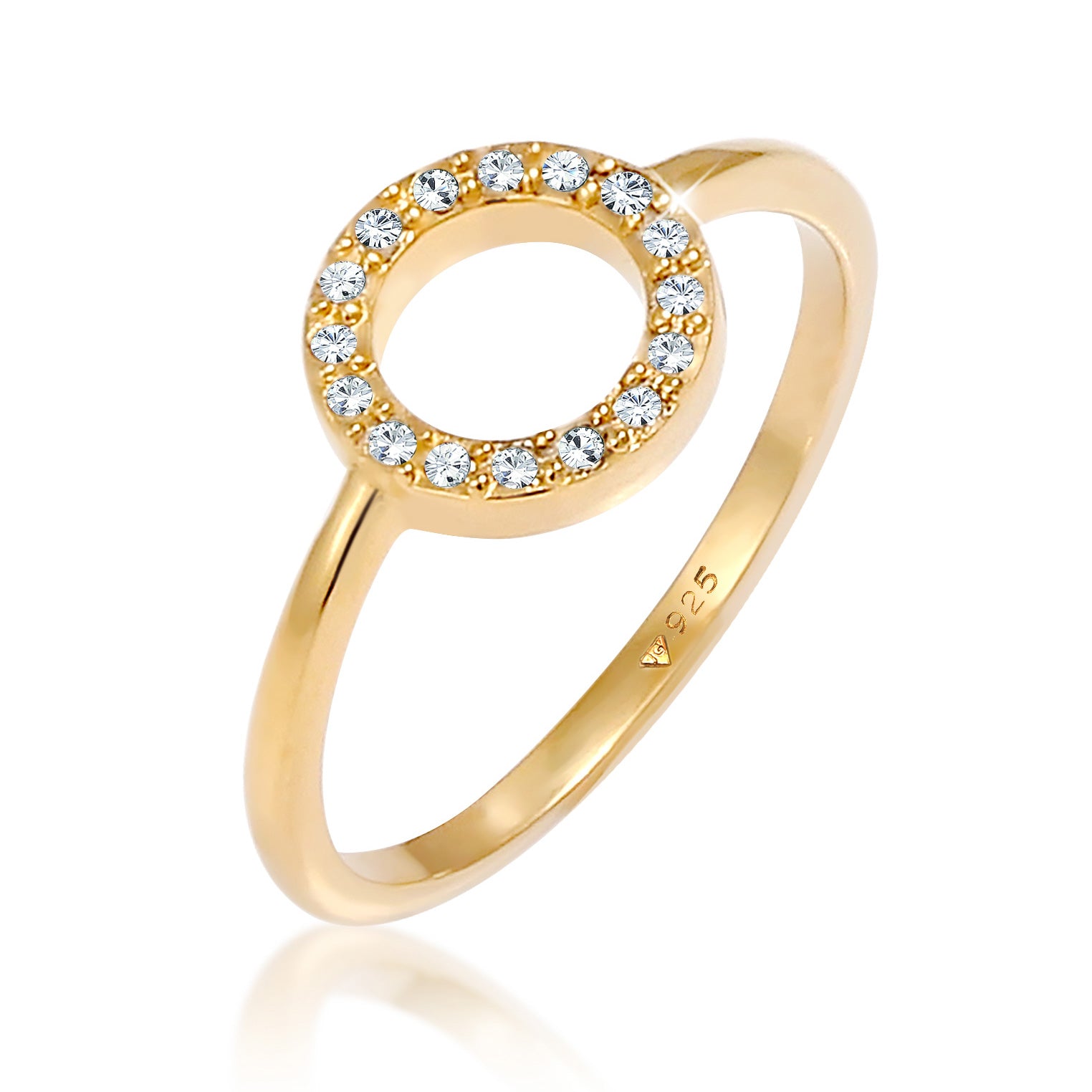 Gold - Elli | Ring Geo | Kristall ( Weiß ) | 925 Sterling Silber vergoldet