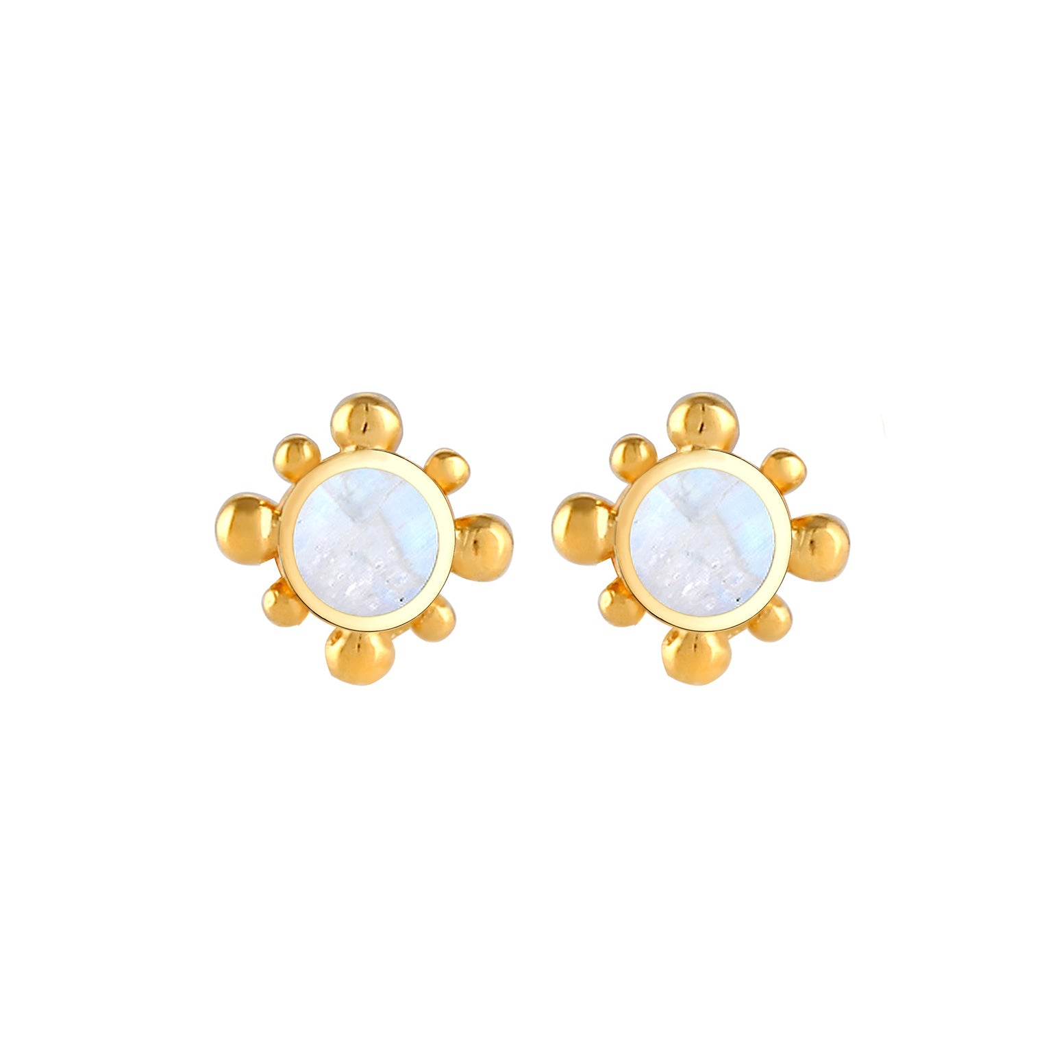 Gold - Elli | Ohrstecker | Mondstein ( Weiß ) | 925 Sterling Silber vergoldet