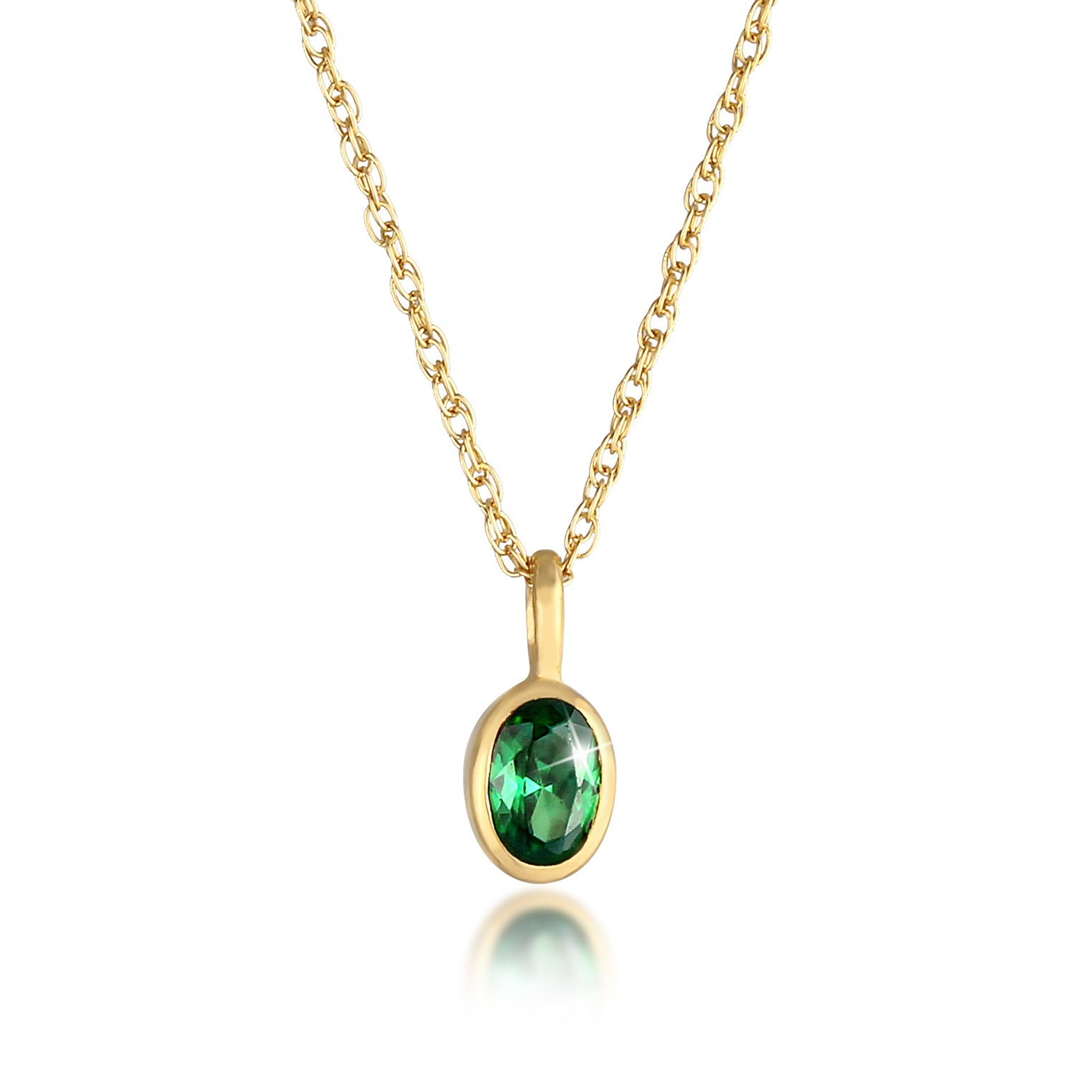 Gold - Elli | Halskette | Zirkonia (Grün) | 925 Sterling Silber vergoldet