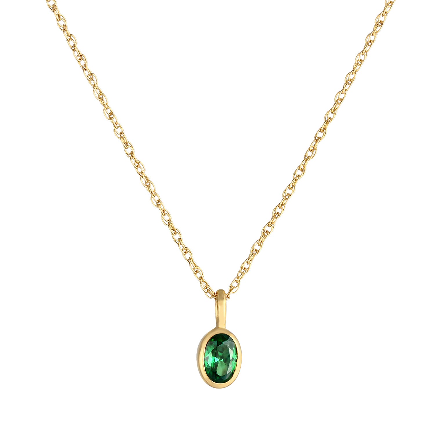 Gold - Elli | Halskette | Zirkonia (Grün) | 925 Sterling Silber vergoldet