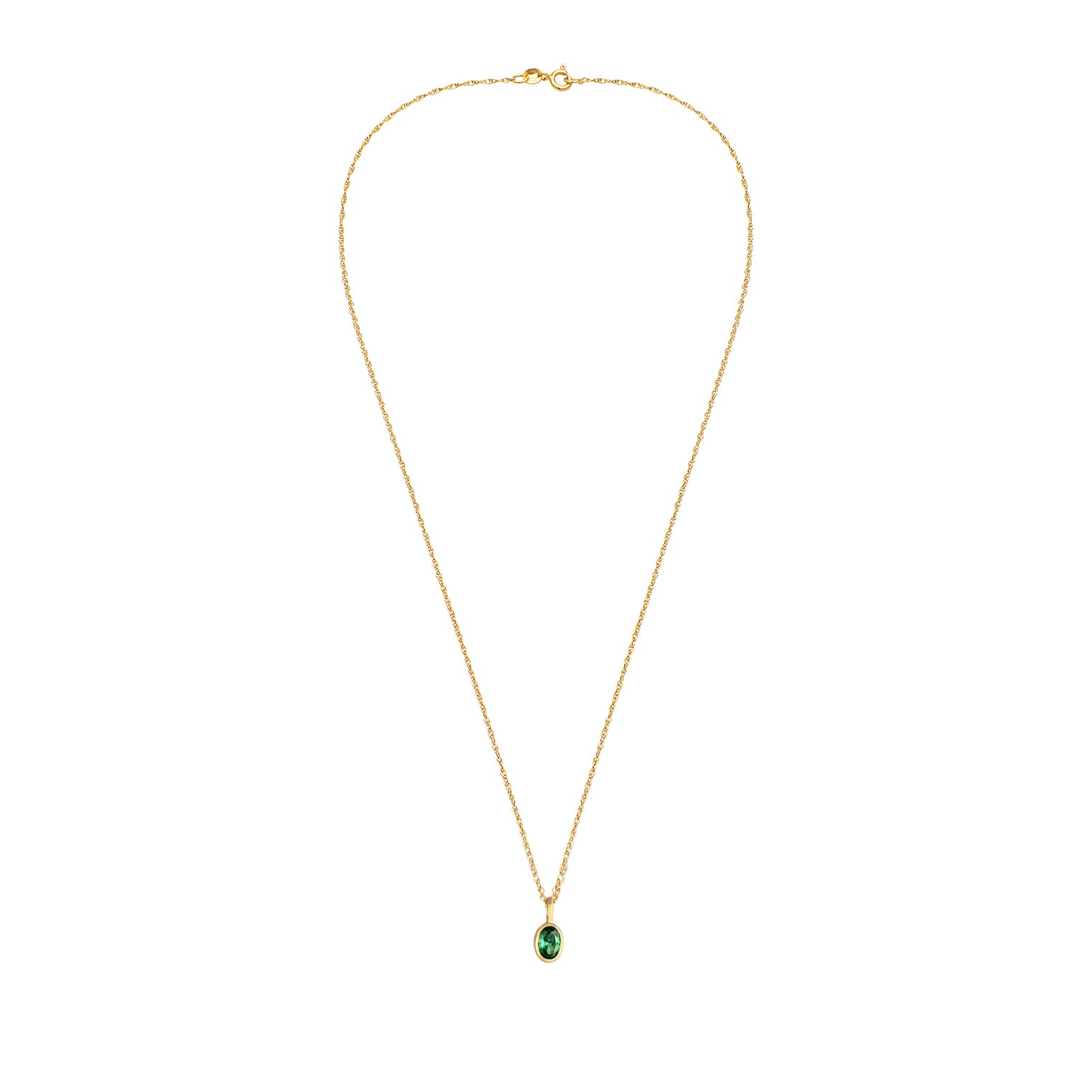 Gold - Elli | Halskette | Zirkonia (Grün) | 925 Sterling Silber vergoldet