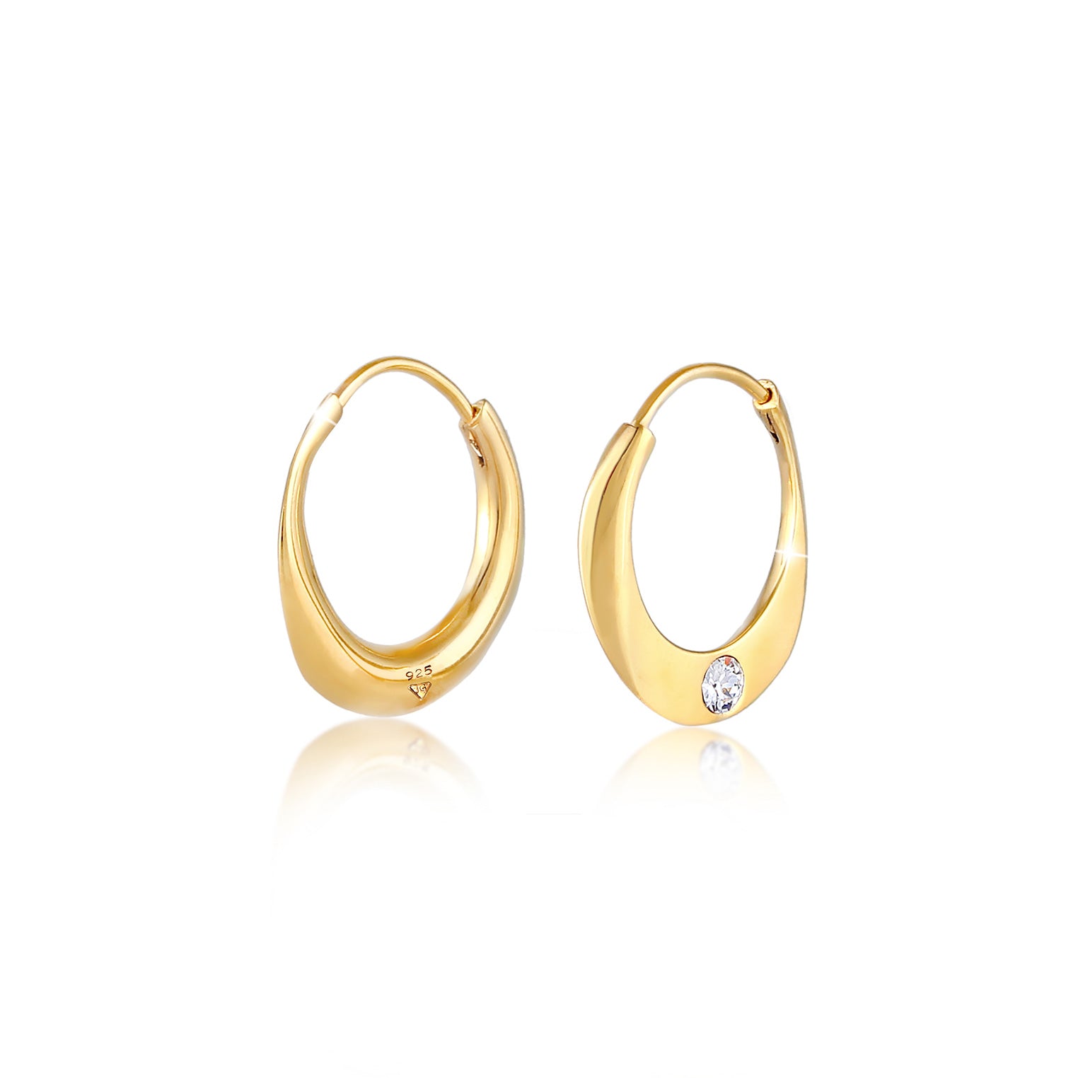 Gold - Elli PREMIUM | Creole | Kristall ( Weiß ) | 925 Sterling Silber vergoldet