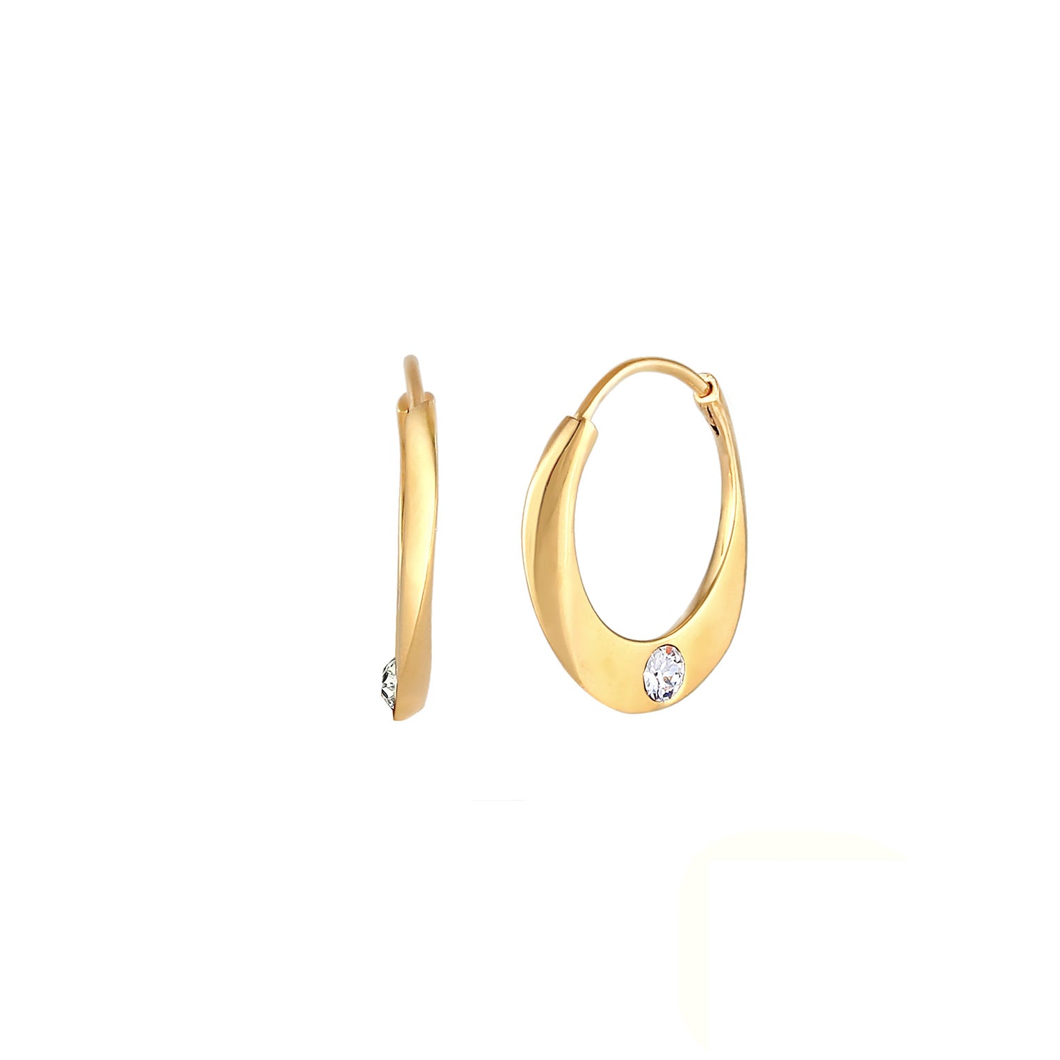 Gold - Elli PREMIUM | Creole | Kristall ( Weiß ) | 925 Sterling Silber vergoldet