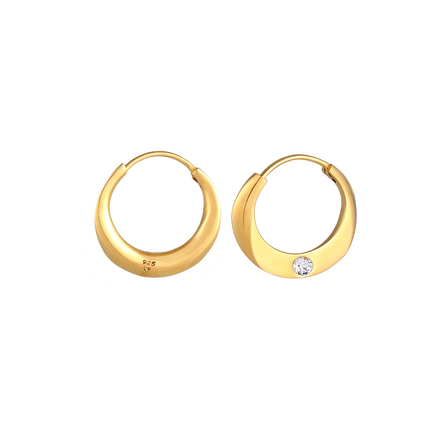 Gold - Elli PREMIUM | Creole | Kristall ( Weiß ) | 925 Sterling Silber vergoldet