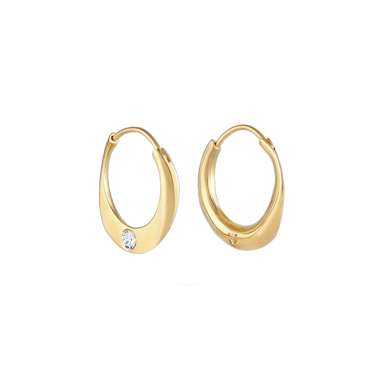 Gold - Elli PREMIUM | Creole | Kristall ( Weiß ) | 925 Sterling Silber vergoldet