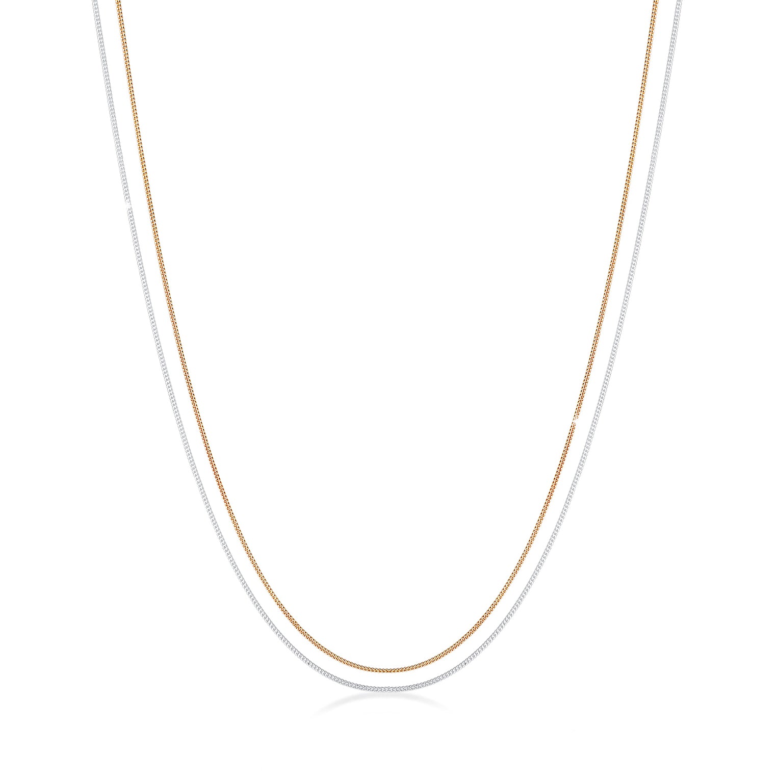 Silber - Elli | Halskette 2er Set Bicolor | 925 Sterling Silber vergoldet