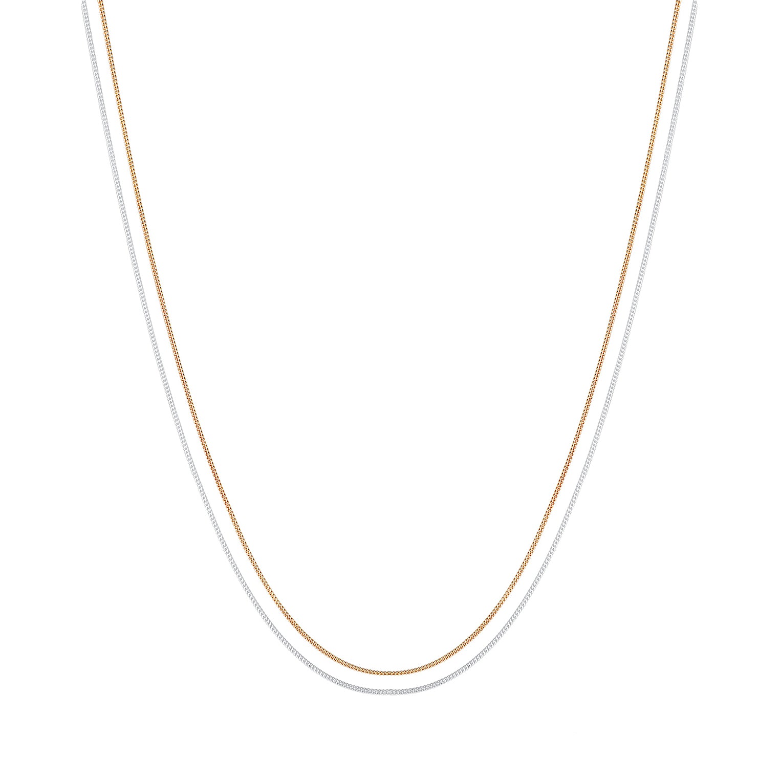 Silber - Elli | Halskette 2er Set Bicolor | 925 Sterling Silber vergoldet