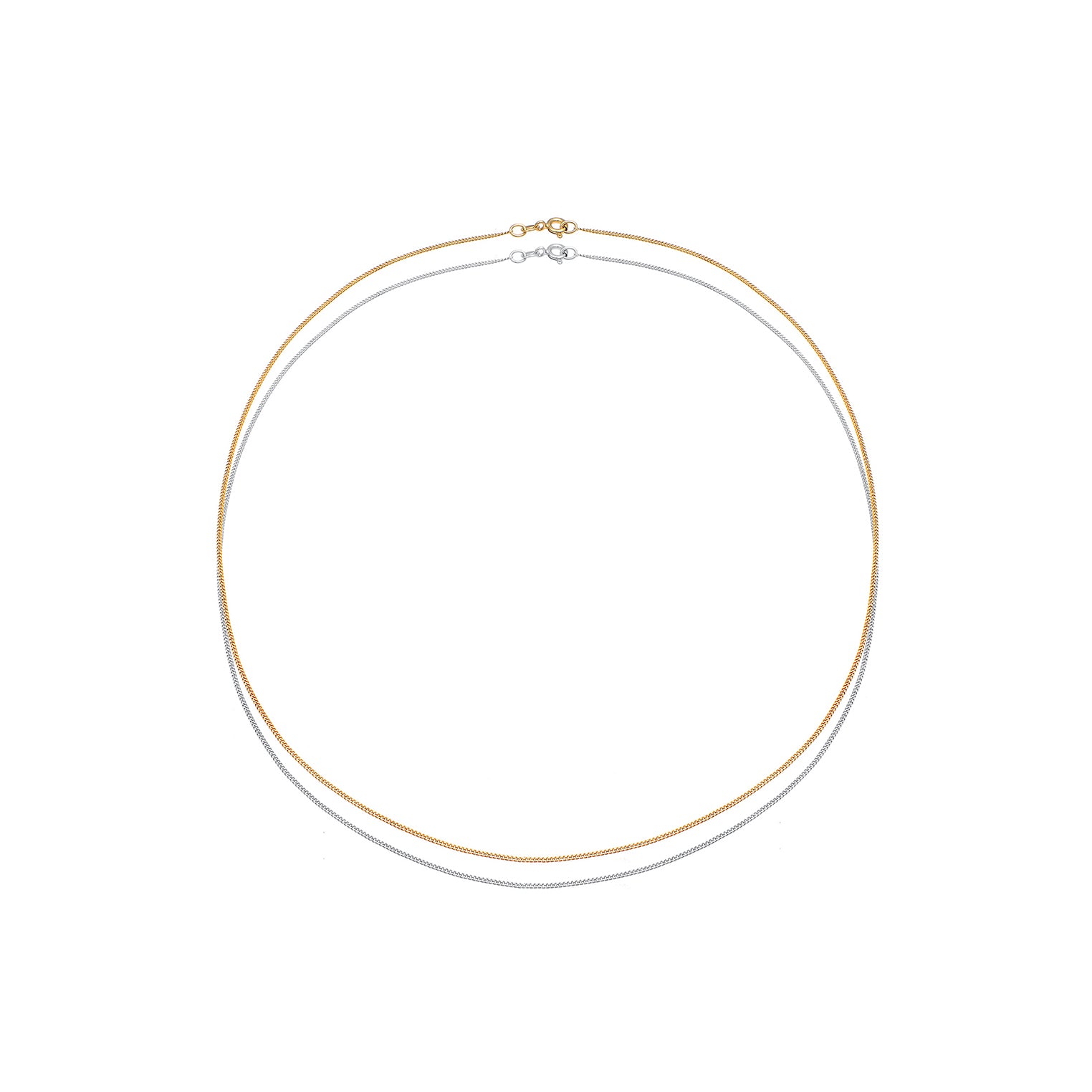 Silber - Elli | Halskette 2er Set Bicolor | 925 Sterling Silber vergoldet