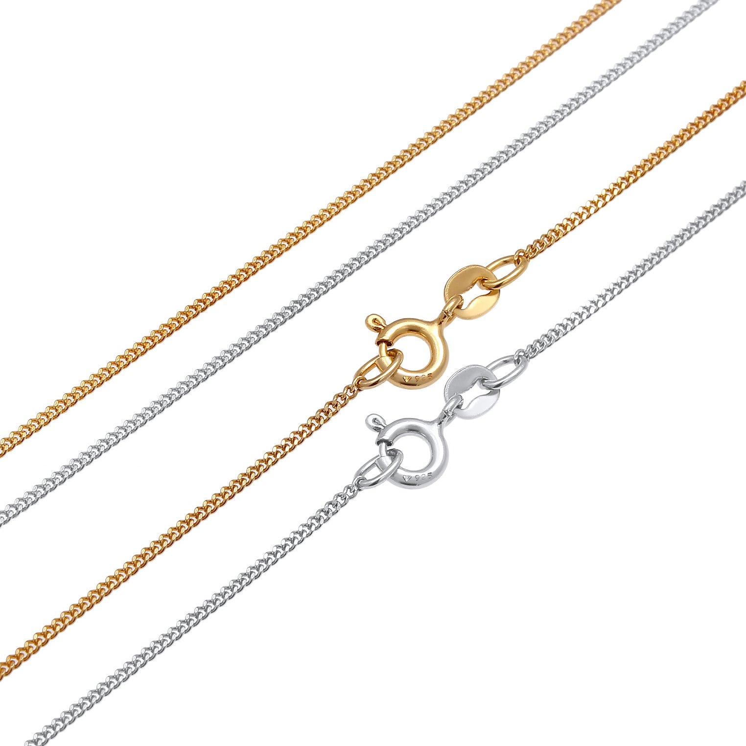 Silber - Elli | Halskette 2er Set Bicolor | 925 Sterling Silber vergoldet