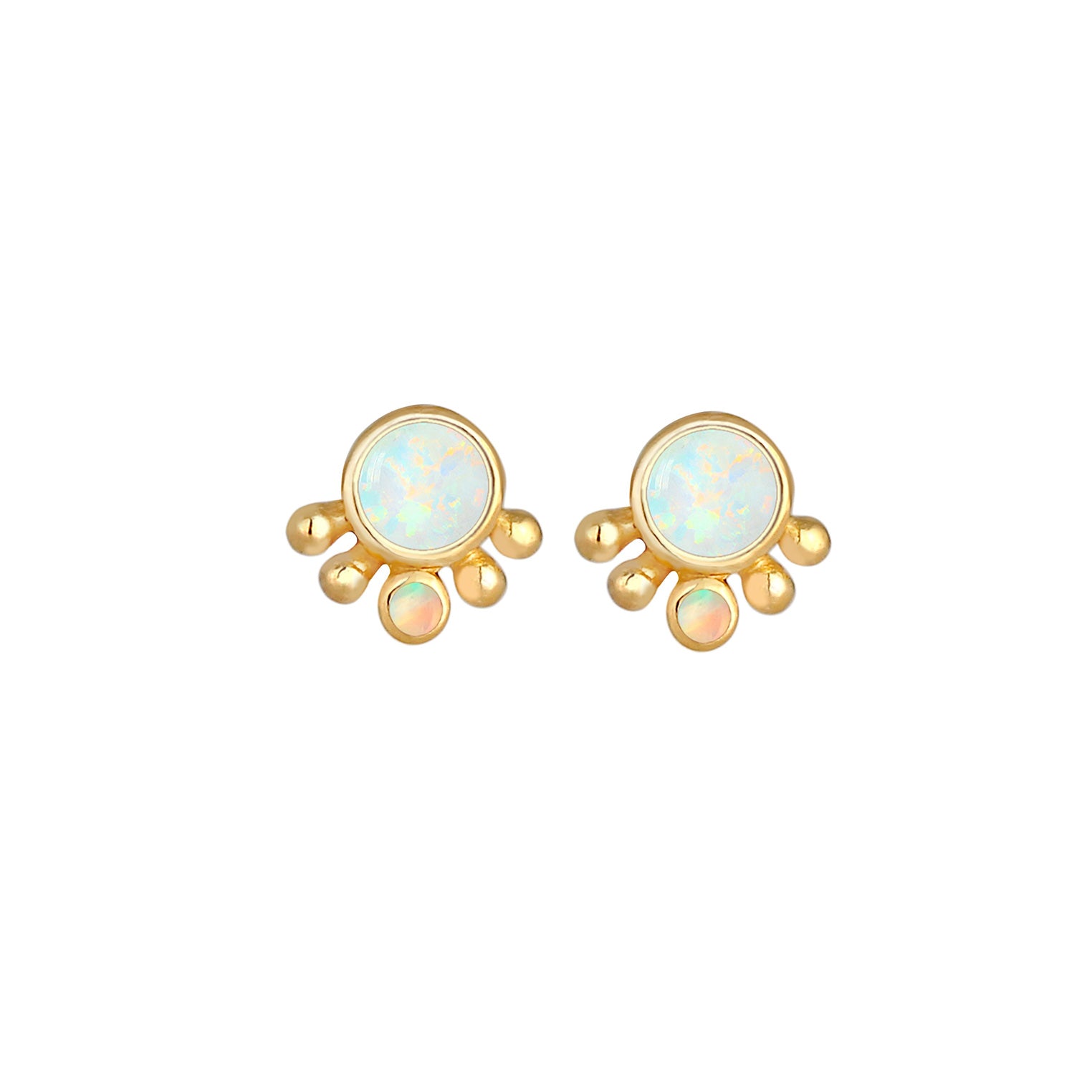 Gold - Elli | Ohrstecker | Opal ( Weiß ) | 925 Sterling Silber vergoldet