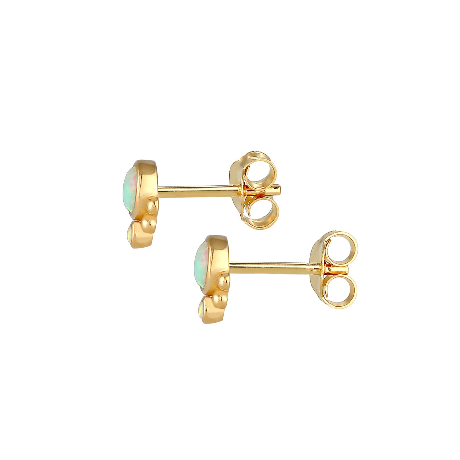 Gold - Elli | Ohrstecker | Opal ( Weiß ) | 925 Sterling Silber vergoldet