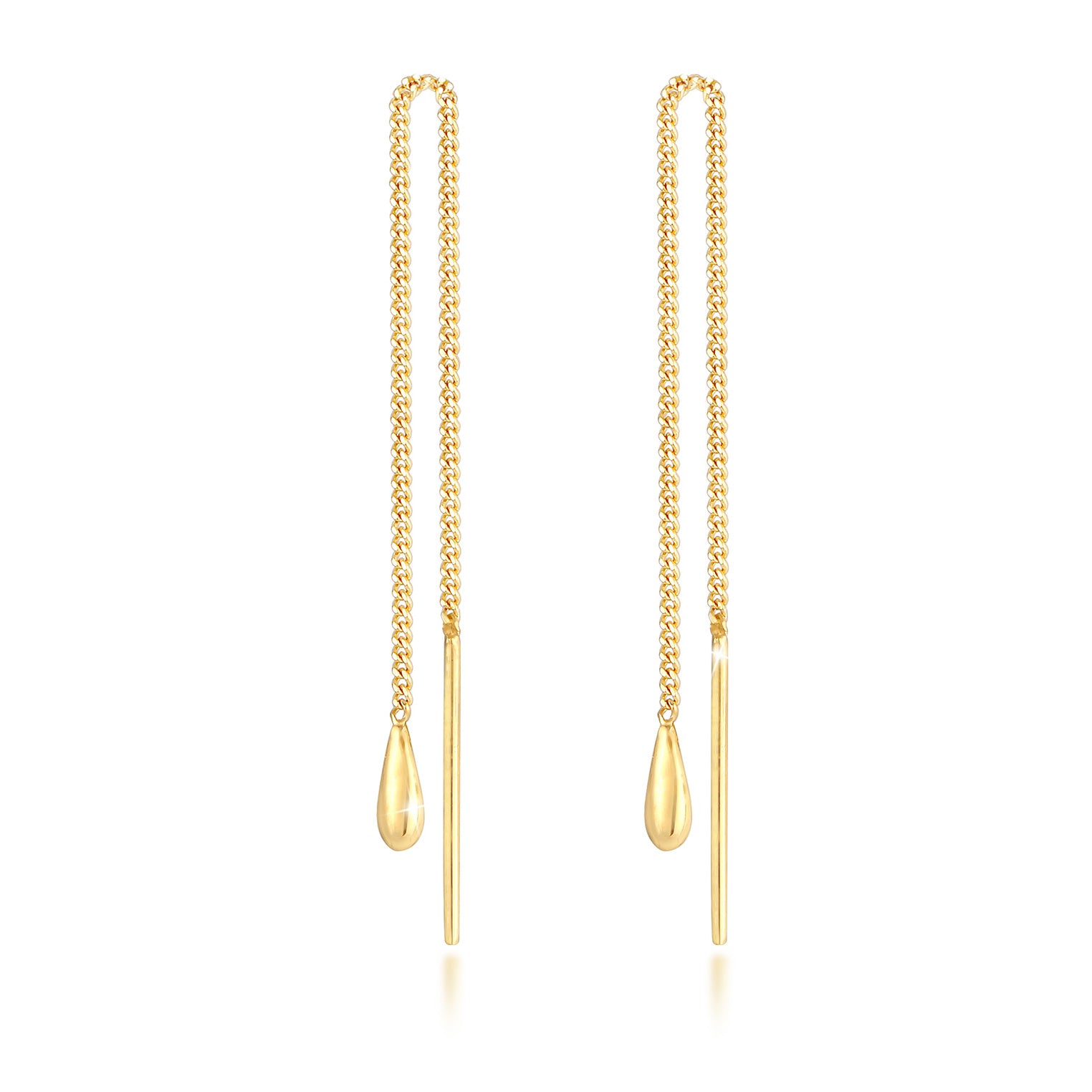 Gold - Elli | Ohrhänger Chain Tropfen | 925 Sterling Silber vergoldet