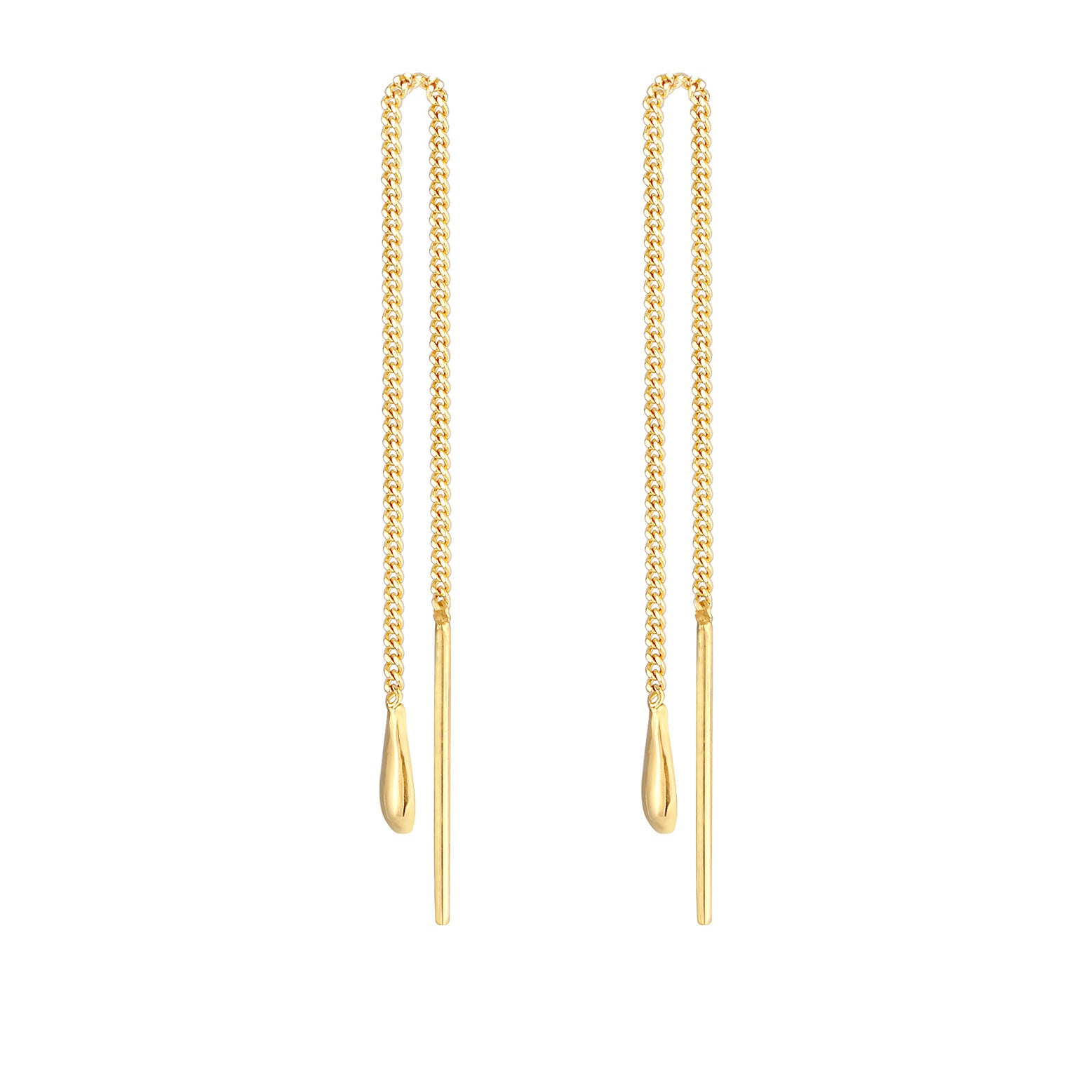 Gold - Elli | Ohrhänger Chain Tropfen | 925 Sterling Silber vergoldet