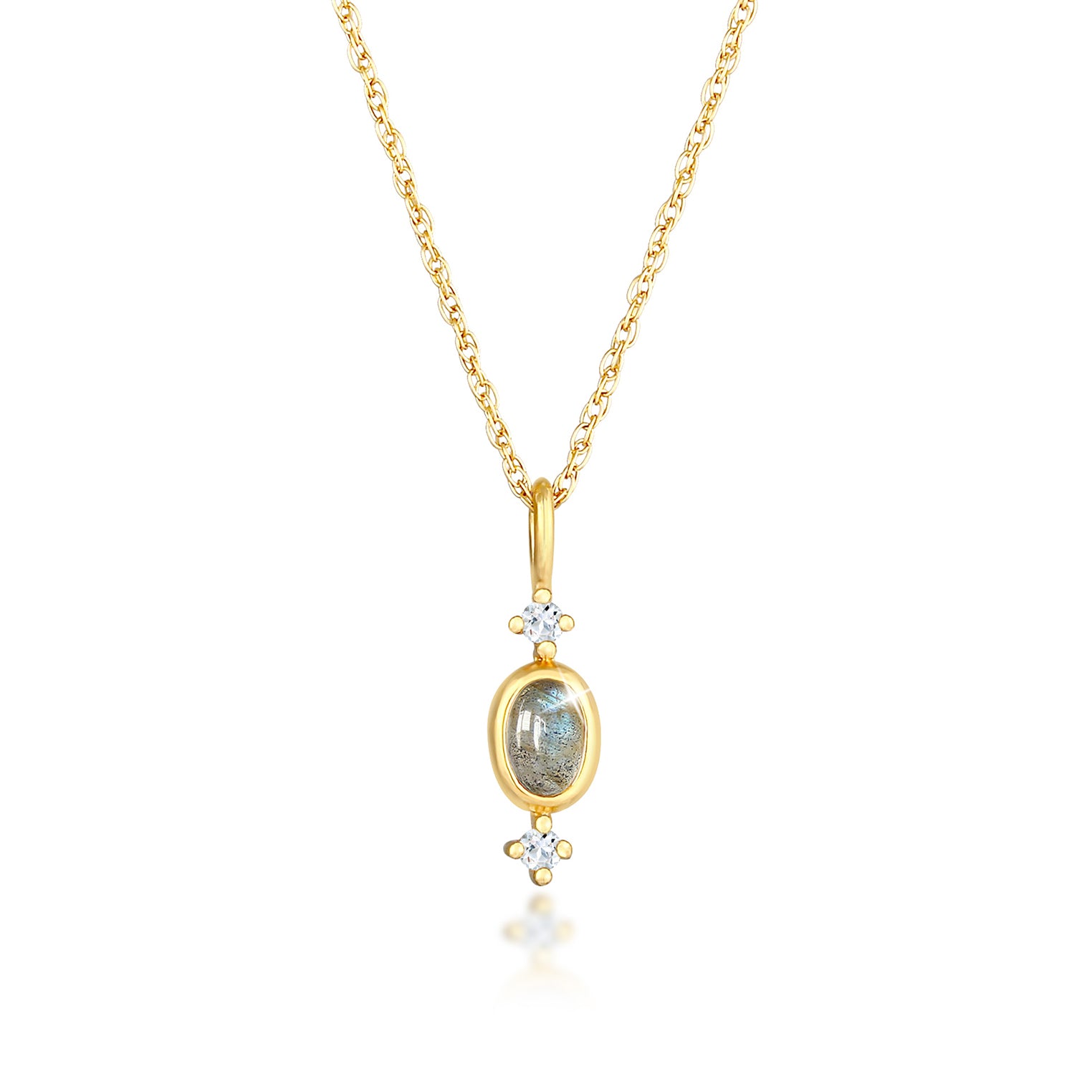 Gold - Elli PREMIUM | Halskette Anhänger | Topas (Weiß) | 925 Sterling Silber vergoldet