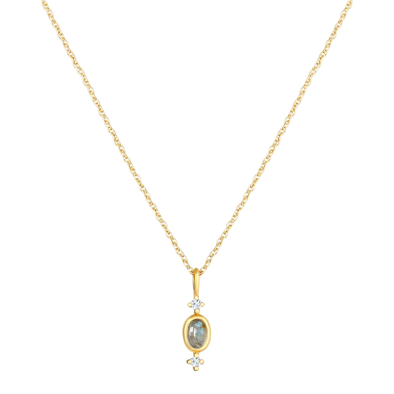 Gold - Elli PREMIUM | Halskette Anhänger | Topas (Weiß) | 925 Sterling Silber vergoldet