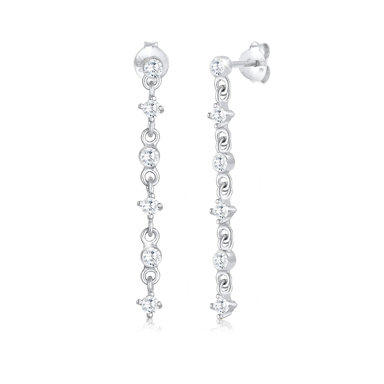 Silber - Elli | Ohrhänger| Zirkonia ( Weiß ) | 925er Sterling Silber