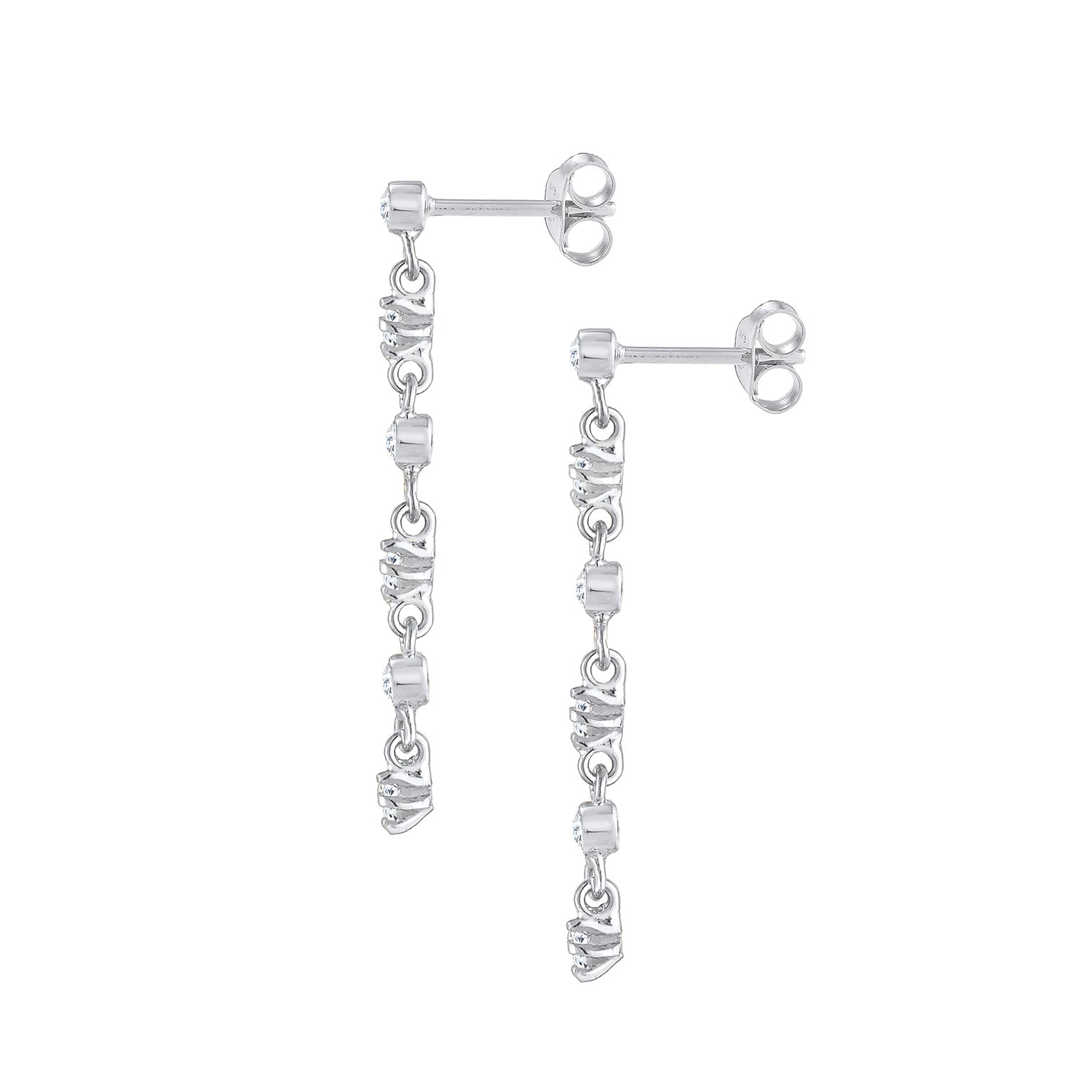 Silber - Elli | Ohrhänger| Zirkonia ( Weiß ) | 925er Sterling Silber