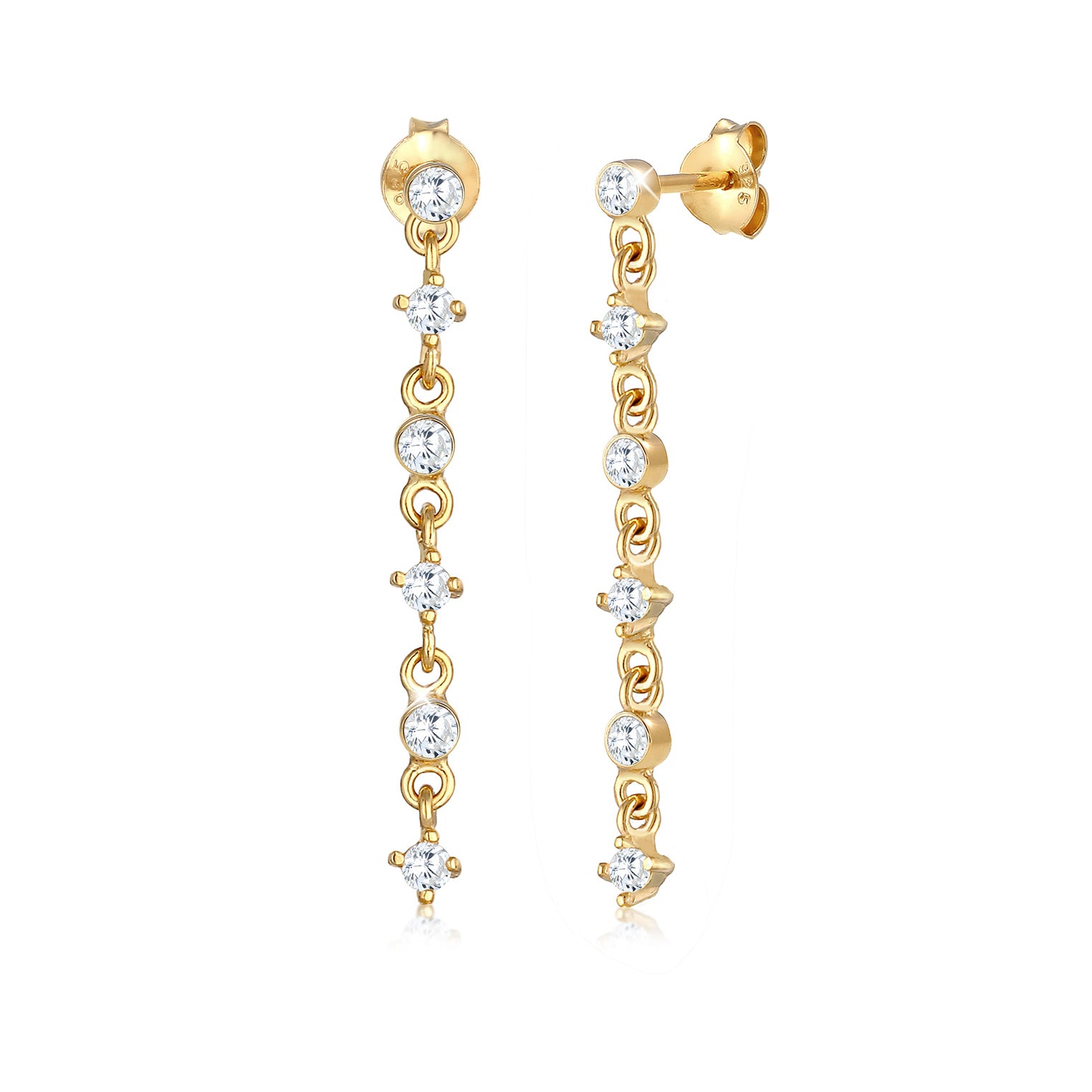 Gold - Elli | Ohrhänger| Zirkonia ( Weiß ) | 925 Sterling Silber vergoldet