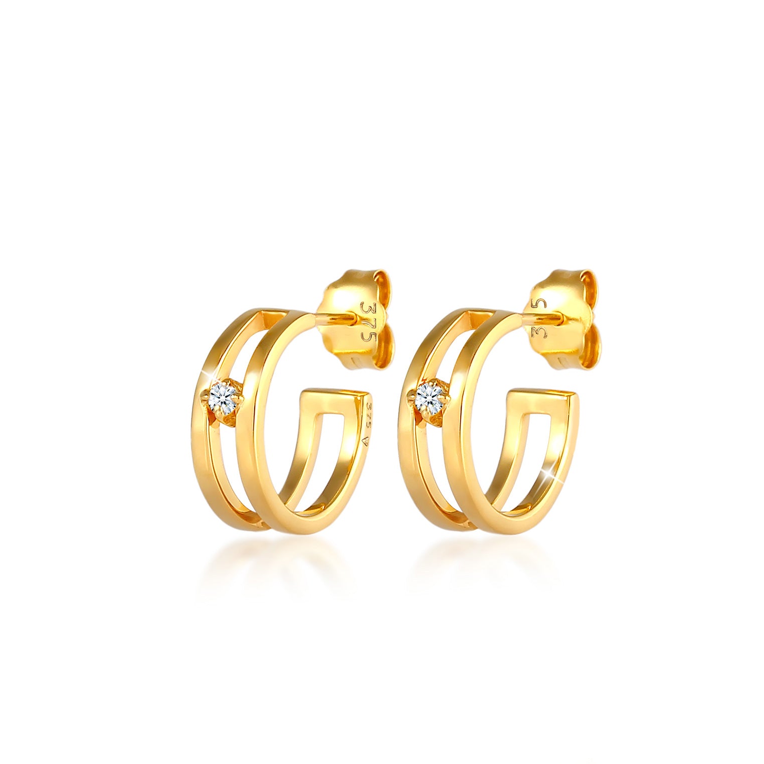 Gold - Elli DIAMONDS | Ohrstecker | Diamant ( Weiß, 0,03 ct ) | 375 Gelbgold