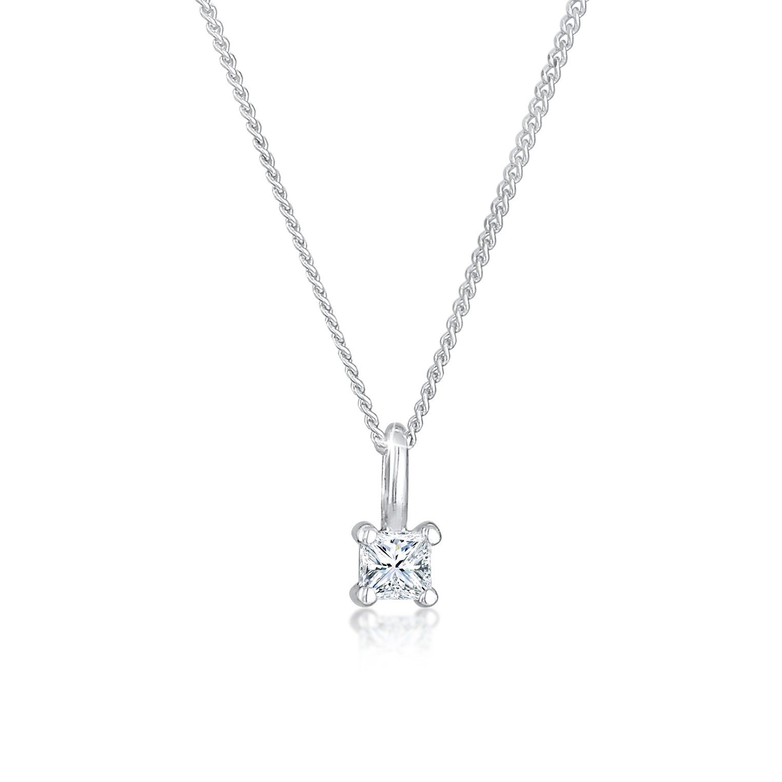 Silber - Elli DIAMONDS | Solitär-Halskette | Diamant (Weiß, 0.1 ct.) | 925er Sterling Silber