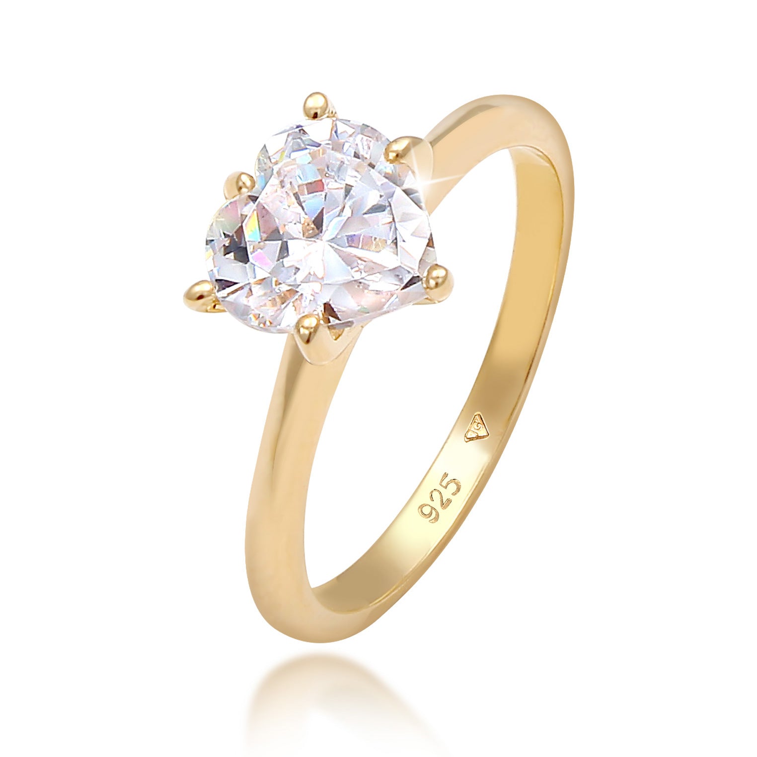Weiß - Elli | Ring | Zirkonia ( Weiß ) | 925 Sterling Silber vergoldet