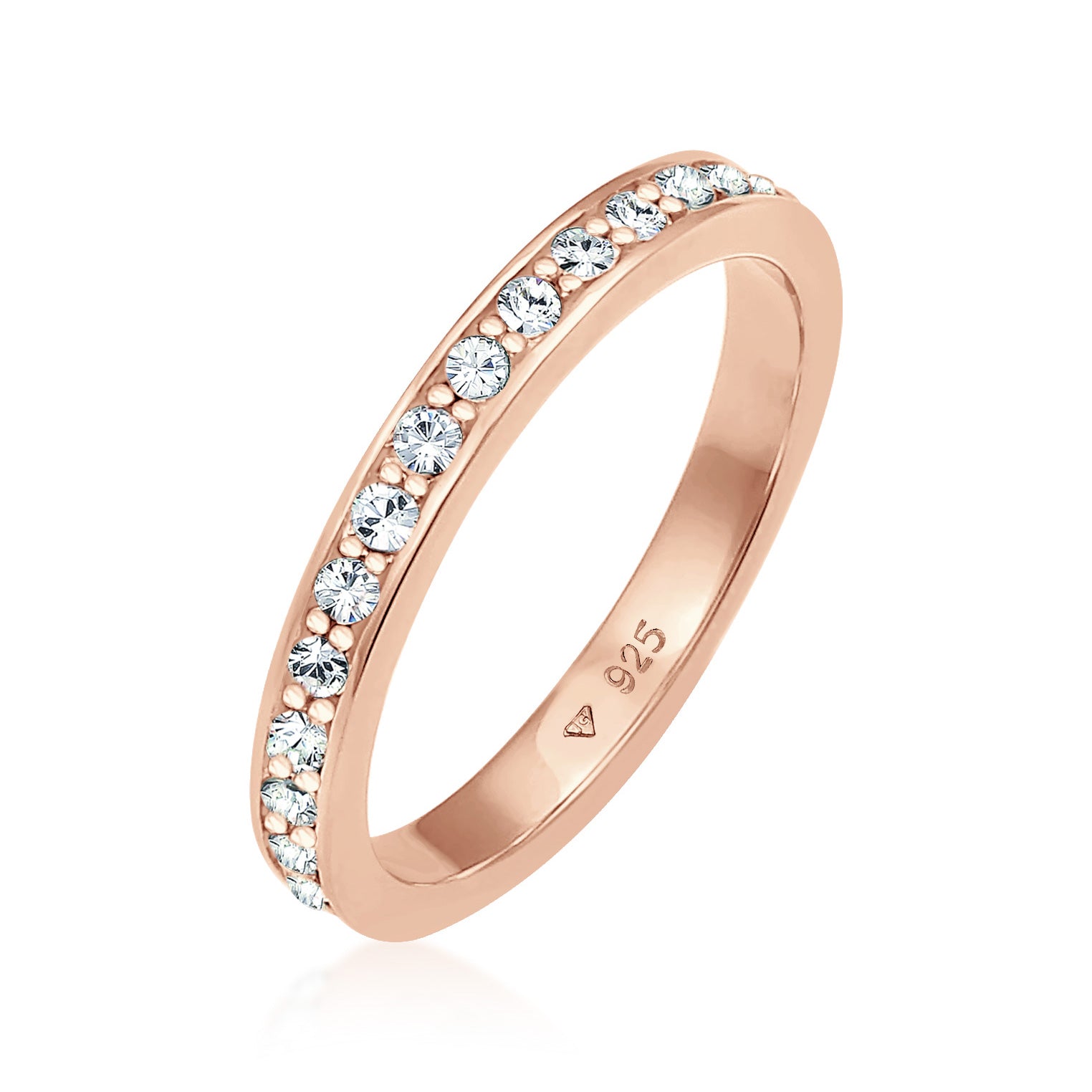 Rosa - Elli | Ring Kugel | Mit Kristallen von Swarovski® (Weiß) | 925 Sterling Silber Rosegold